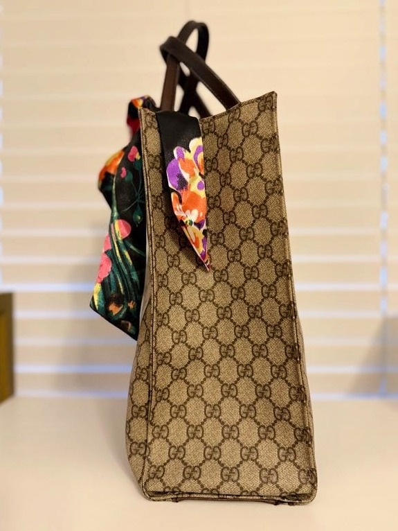 GUCCI GG PLUS MONOGRAM SMALL VERTICAL TOTE DARK BROWN (91249 200047)