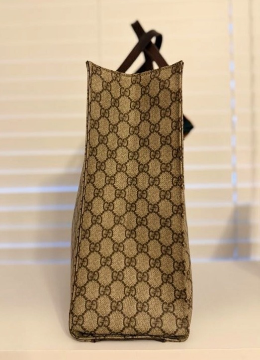 GUCCI GG PLUS MONOGRAM SMALL VERTICAL TOTE DARK BROWN (91249 200047)