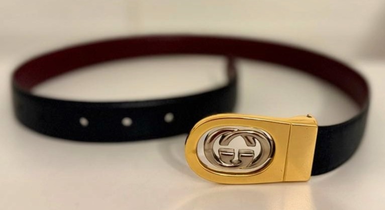 VINTAGE GUCCI BELT WOLEN INTERLOCKING BUCKLE (24-28")
