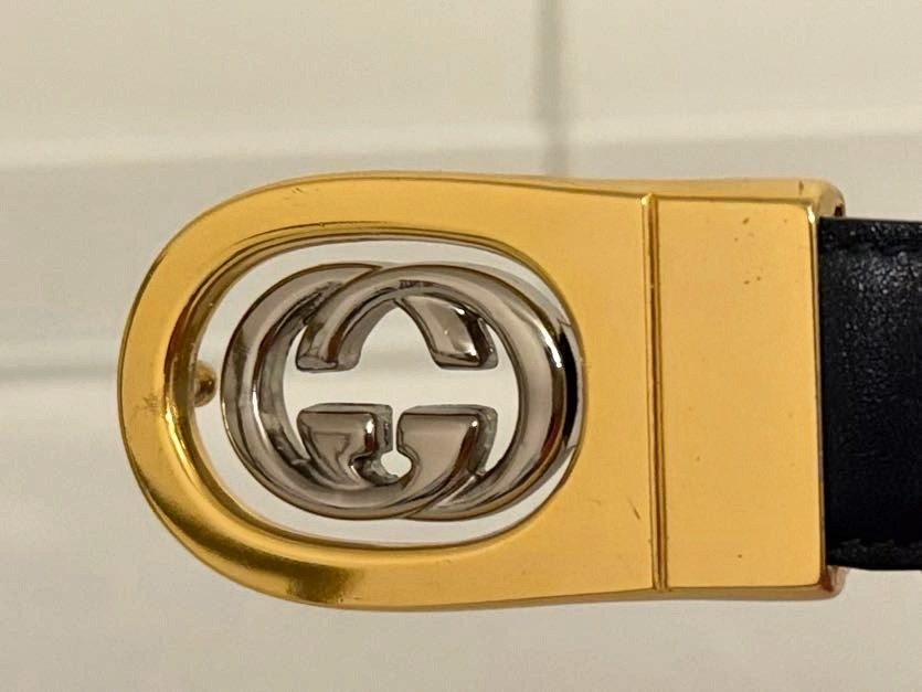 VINTAGE GUCCI BELT WOLEN INTERLOCKING BUCKLE (24-28")