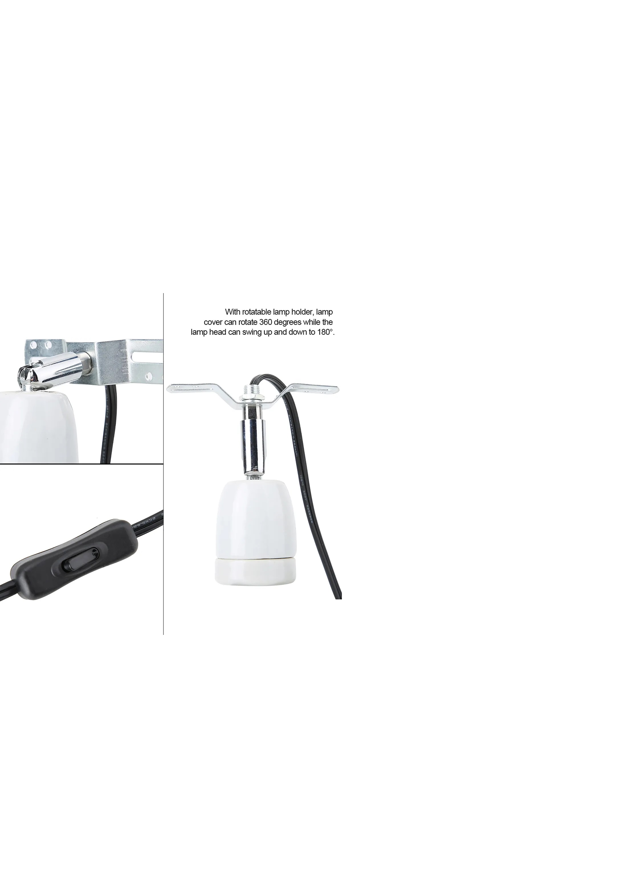 Casquilho com suporte de lampada giratorio