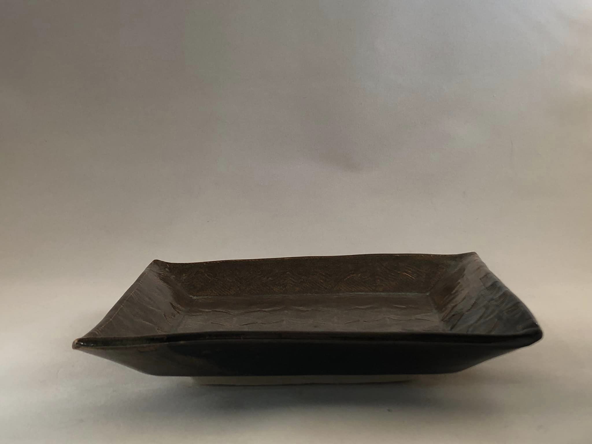 Two-Toned Brown Snack Plate