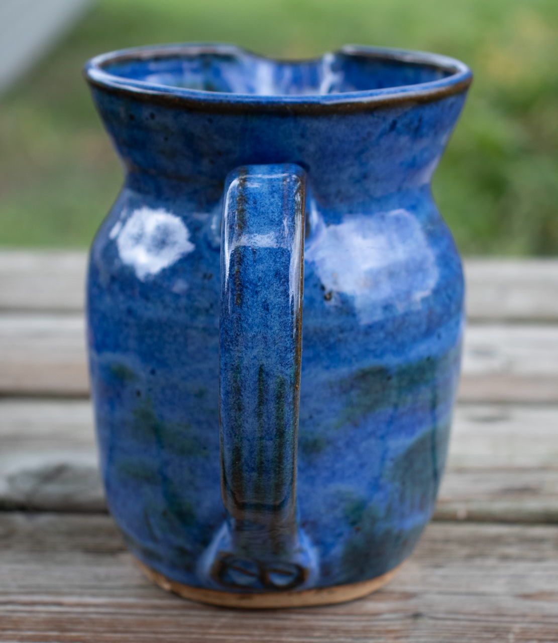 Handcrafted Blue Stoneware Pitcher