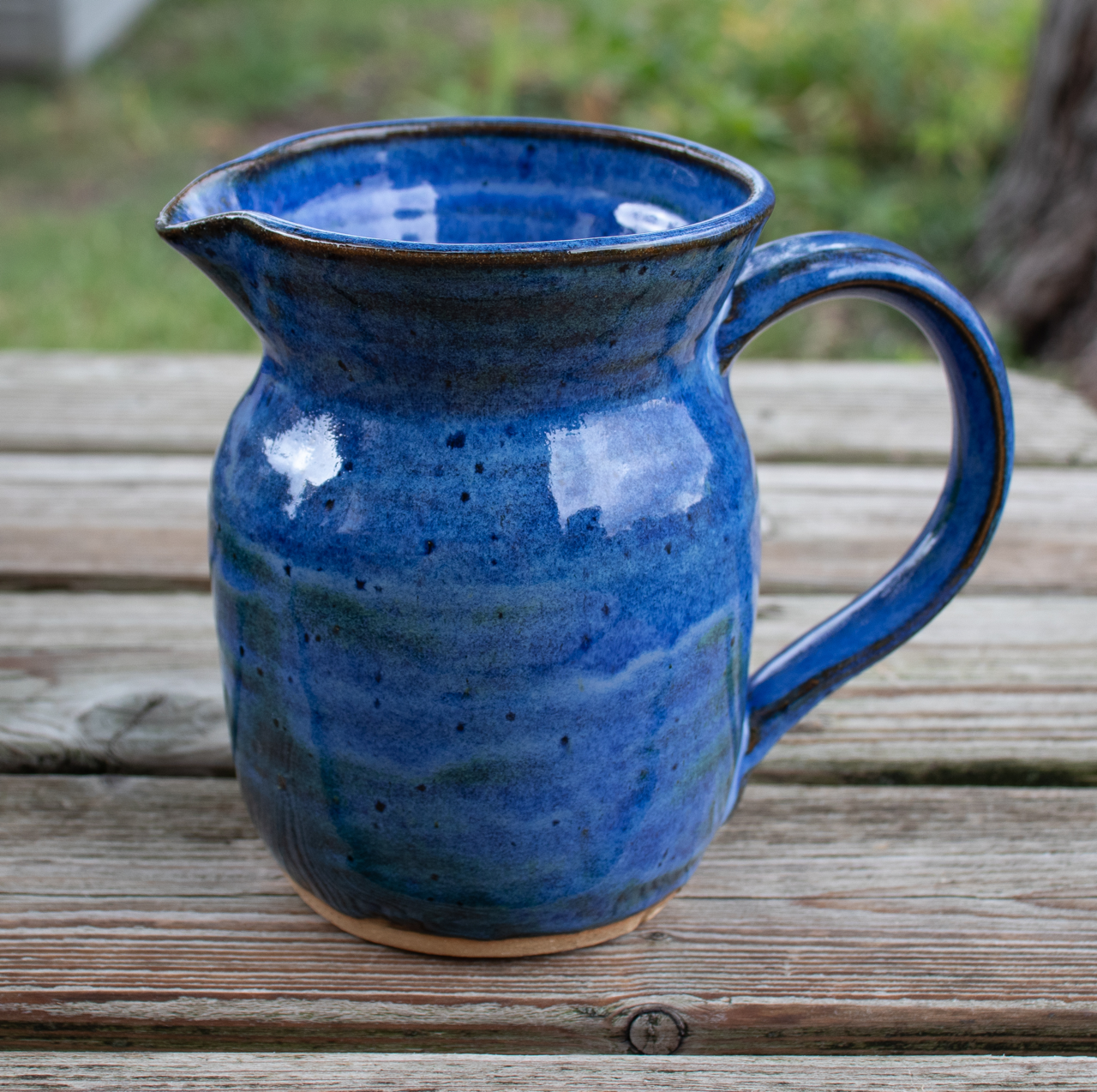 Handcrafted Blue Stoneware Pitcher