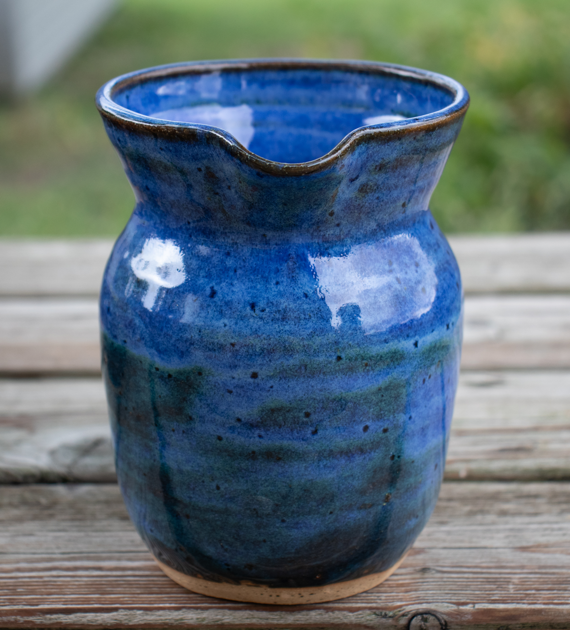 Handcrafted Blue Stoneware Pitcher