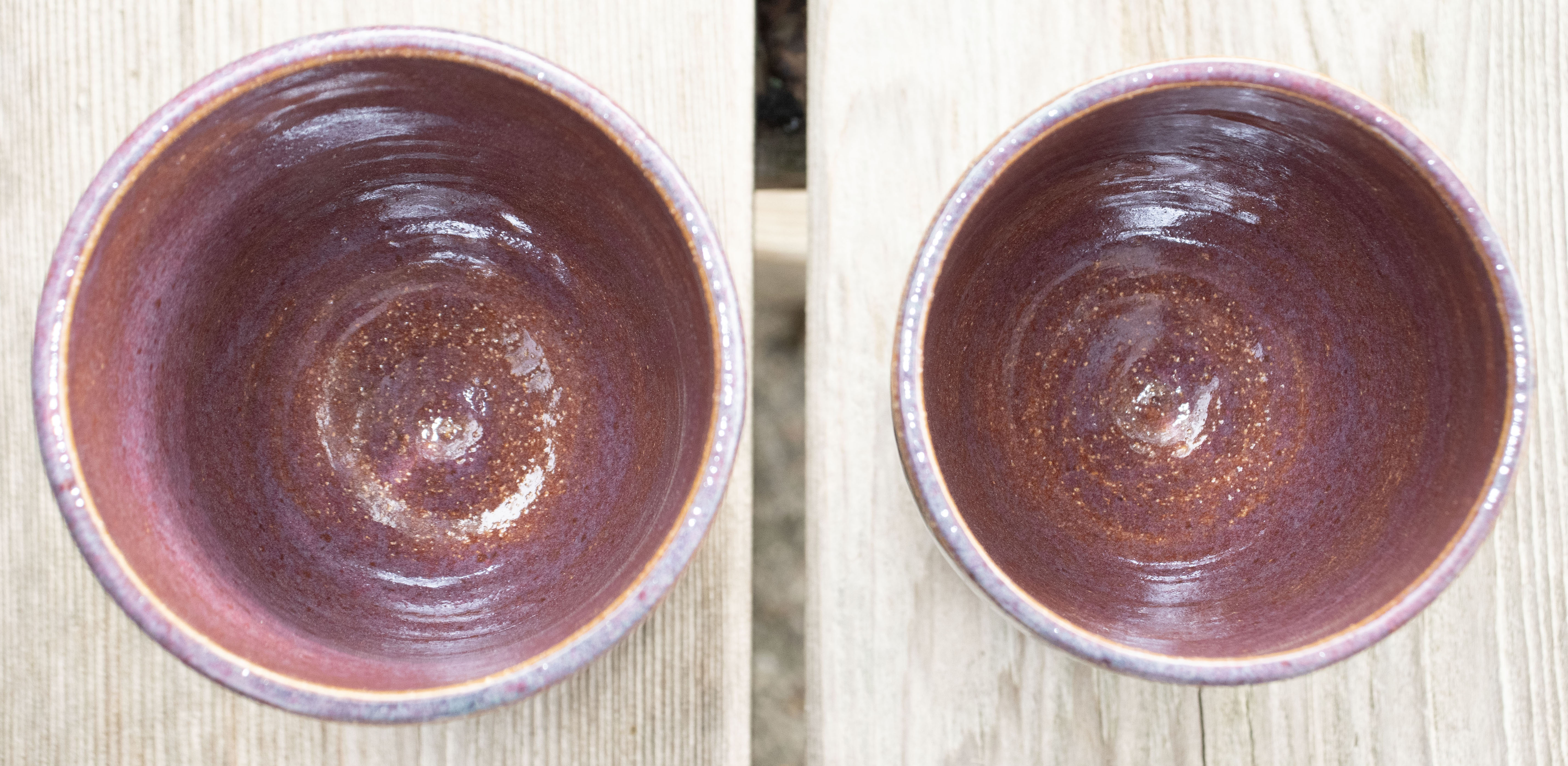 Handmade Stoneware Goblet in Denim Blue and Raspberry Red