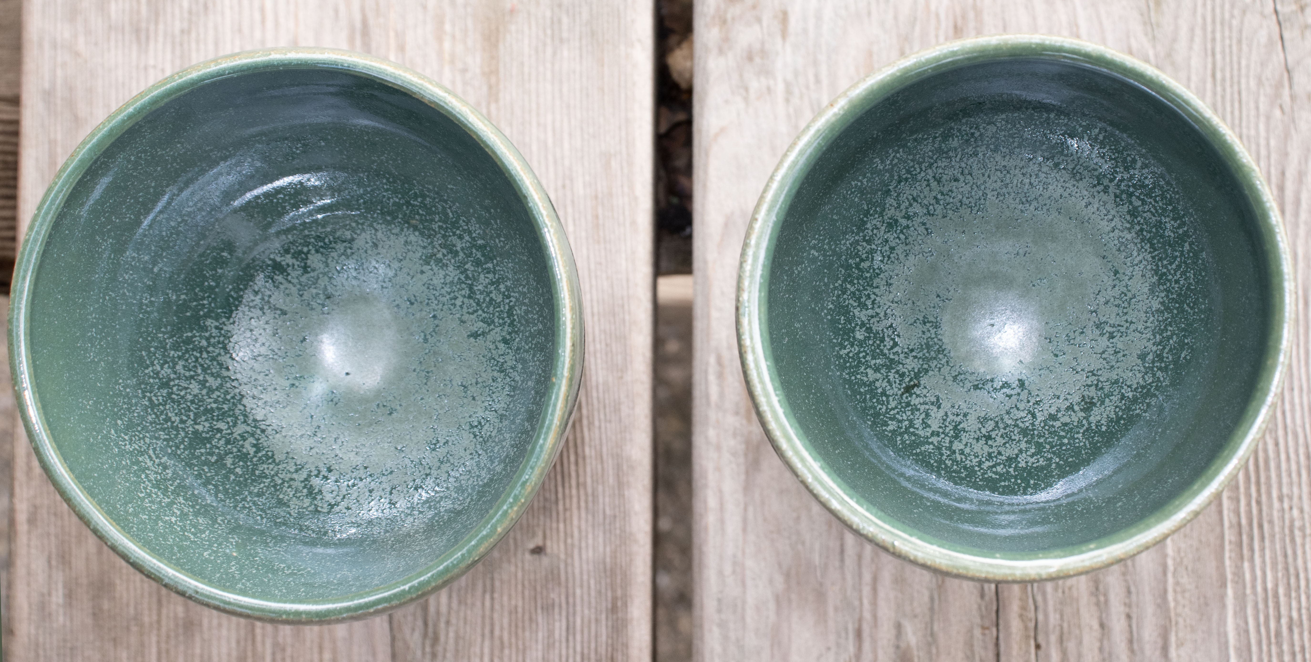 Handmade Stoneware Green and Grey-Blue Goblets
