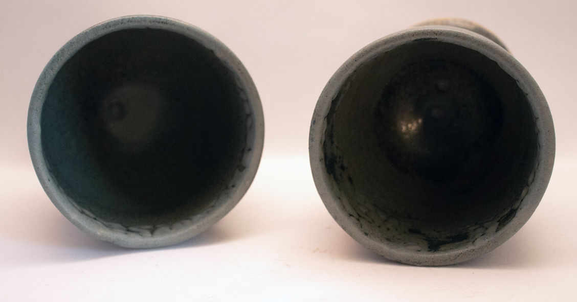 Pair of Handmade Stoneware Goblets in Stone Green