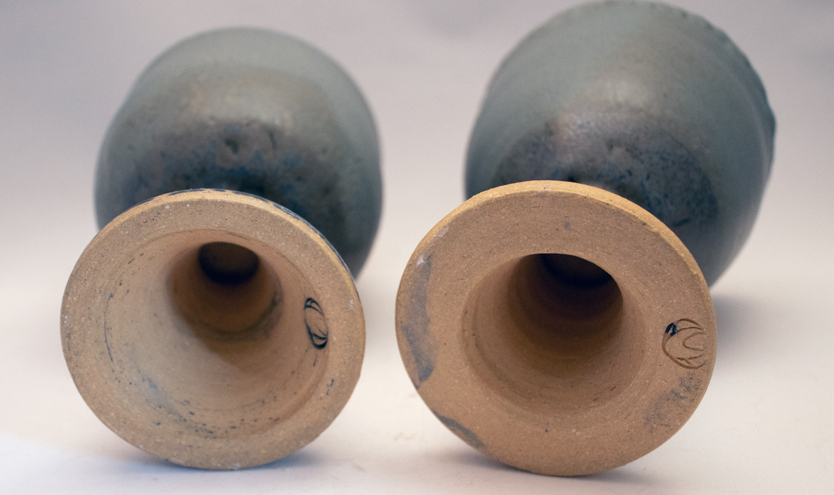 Pair of Handmade Stoneware Goblets in Stone Green