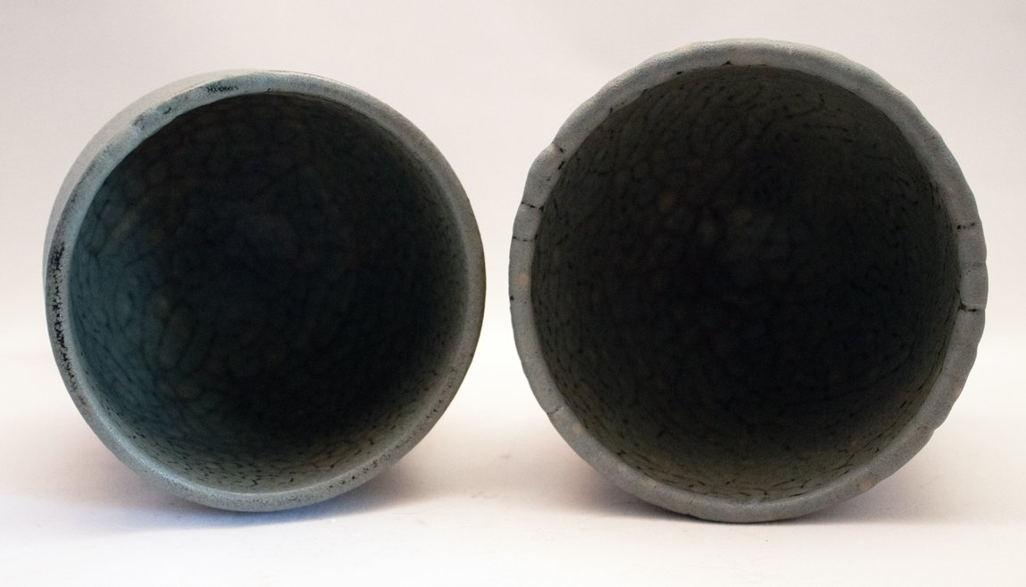 Pair of Handmade Stoneware Goblets in Stone Green