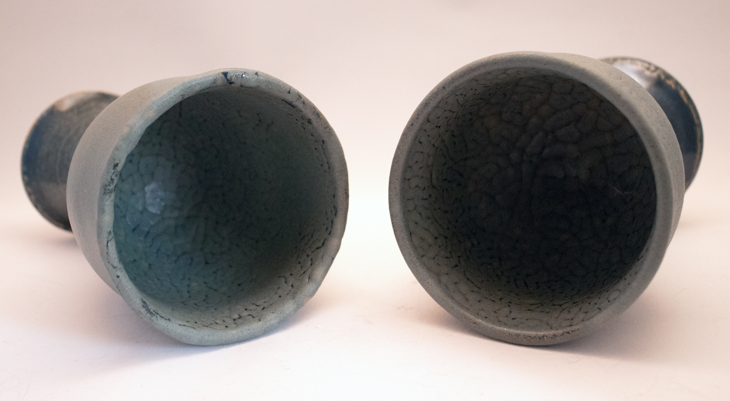 Pair of Handmade Stoneware Goblets in Stone Green
