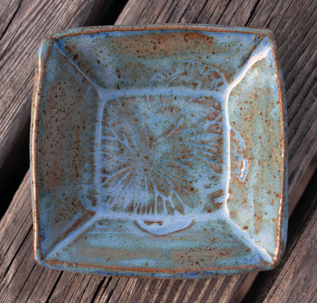Handbuilt Stoneware Trinket Dish, Butterfly Pattern