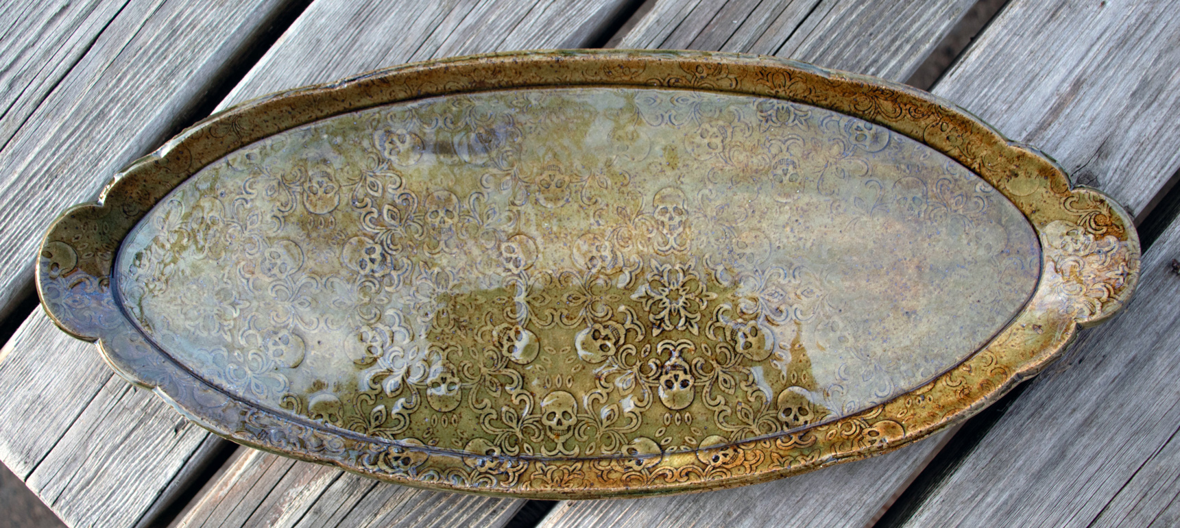 Large Oval Skull Tray with Feet