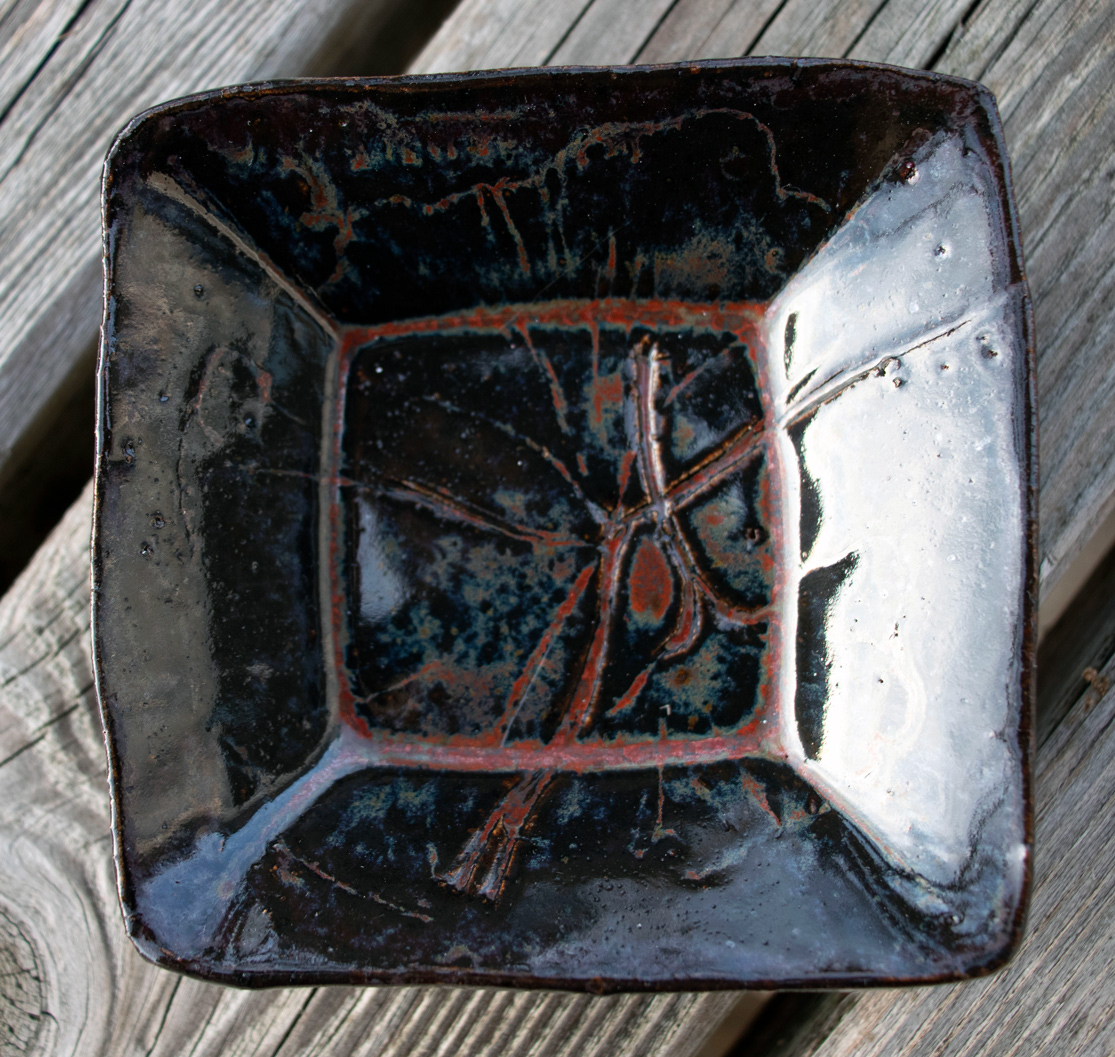 Gingko Leaf Ceramic Square Dish