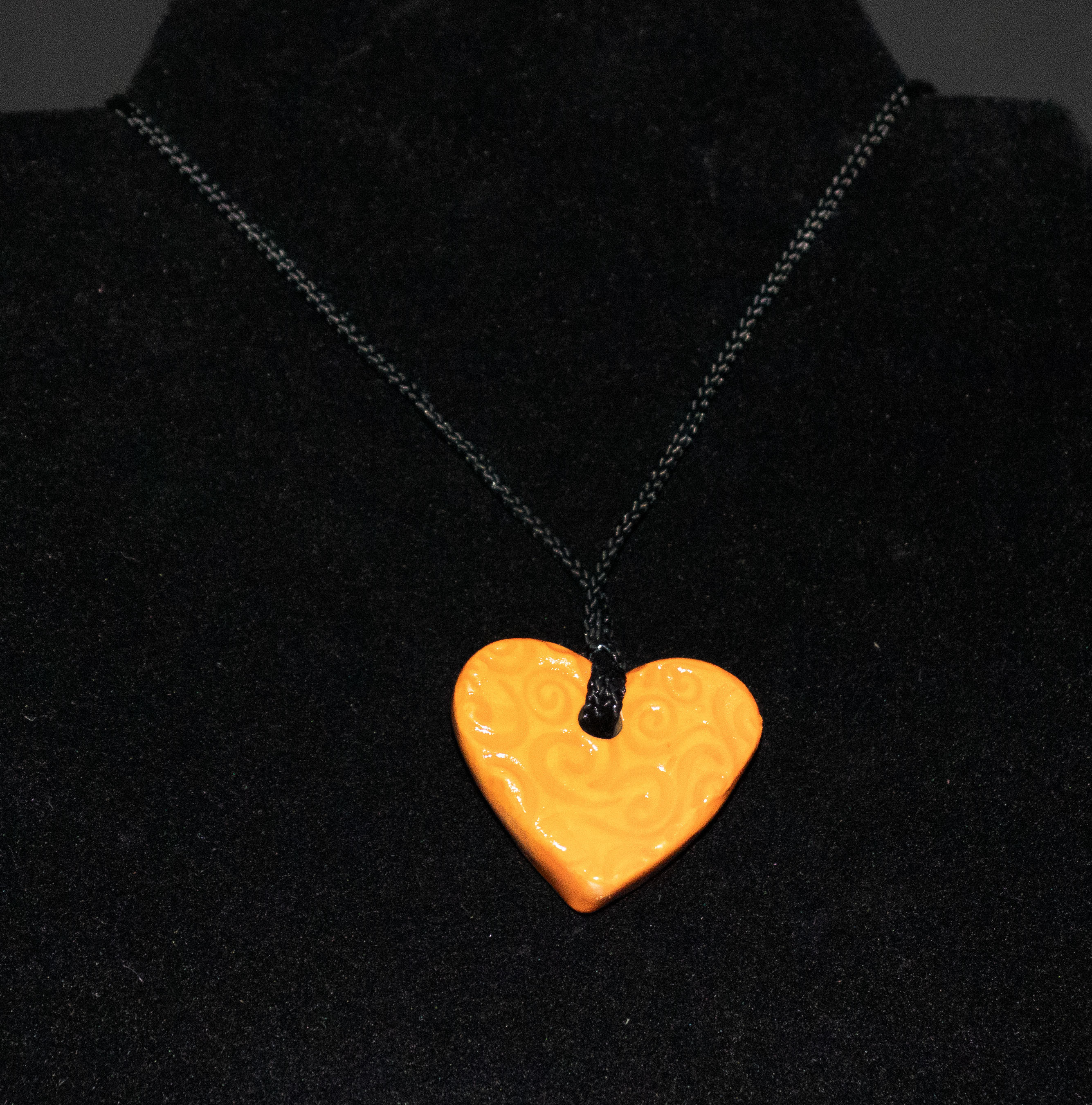 Handmade Orange Heart Pendant Necklace