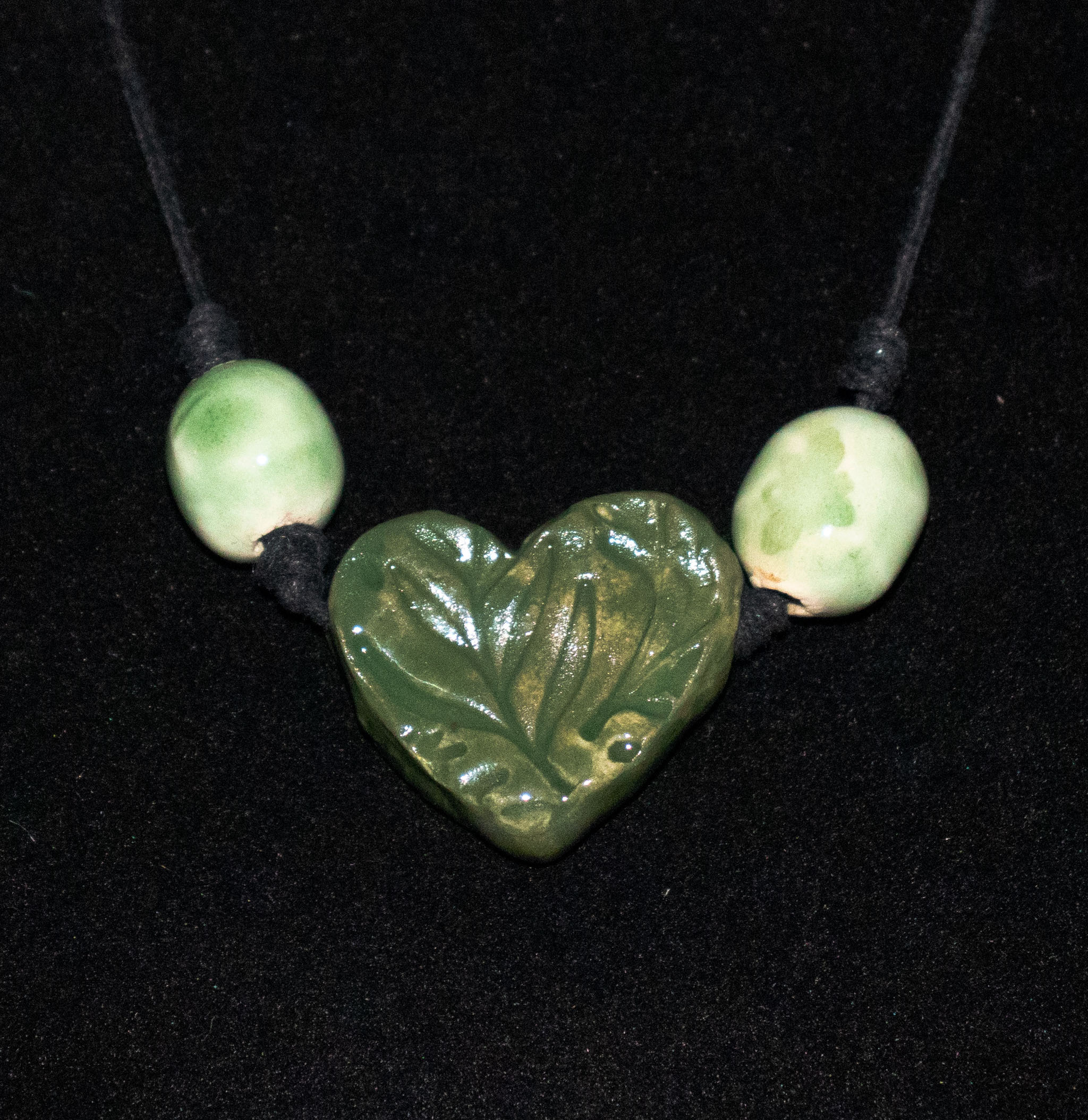 Handmade Green Leaf Heart Necklace