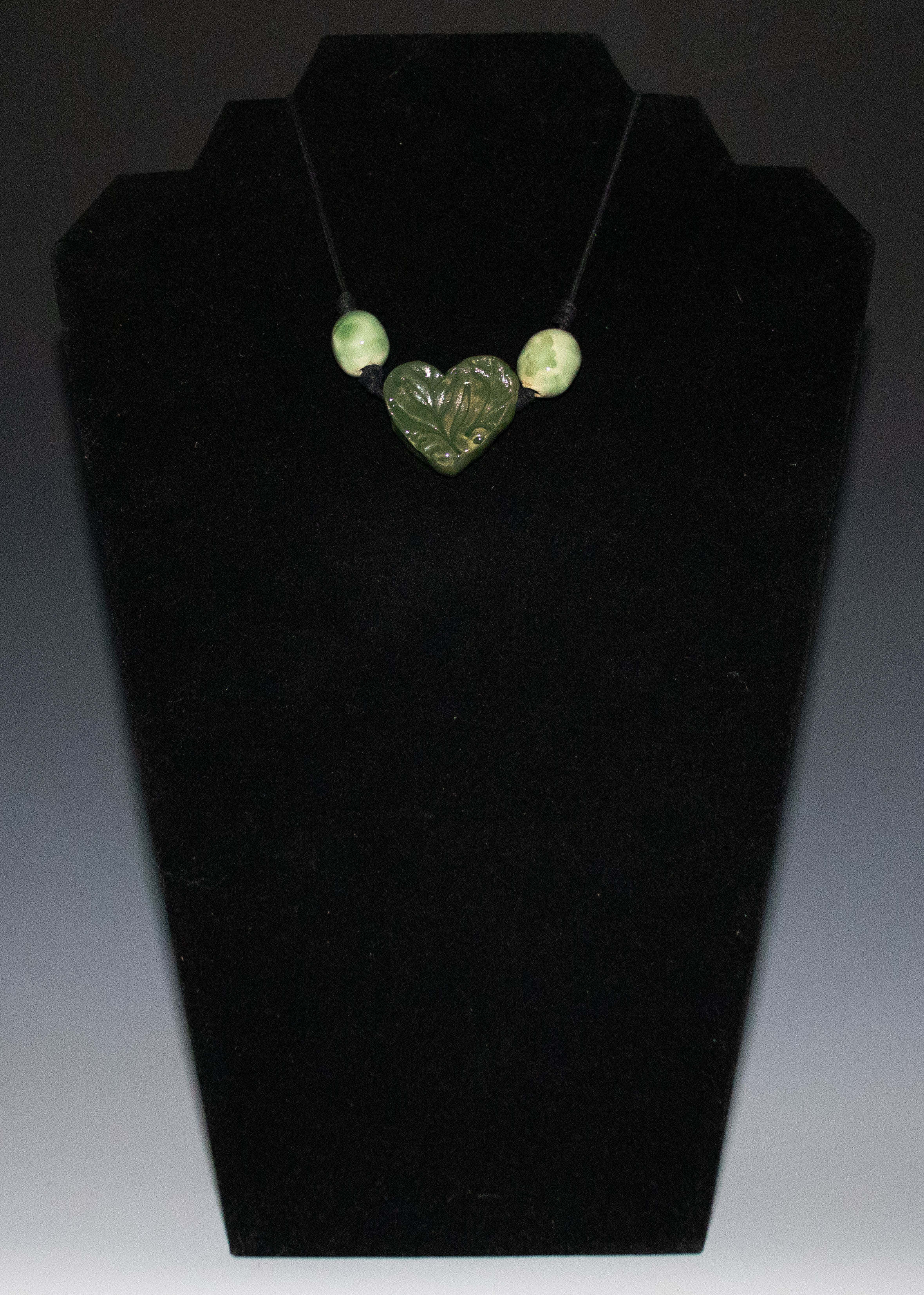 Handmade Green Leaf Heart Necklace