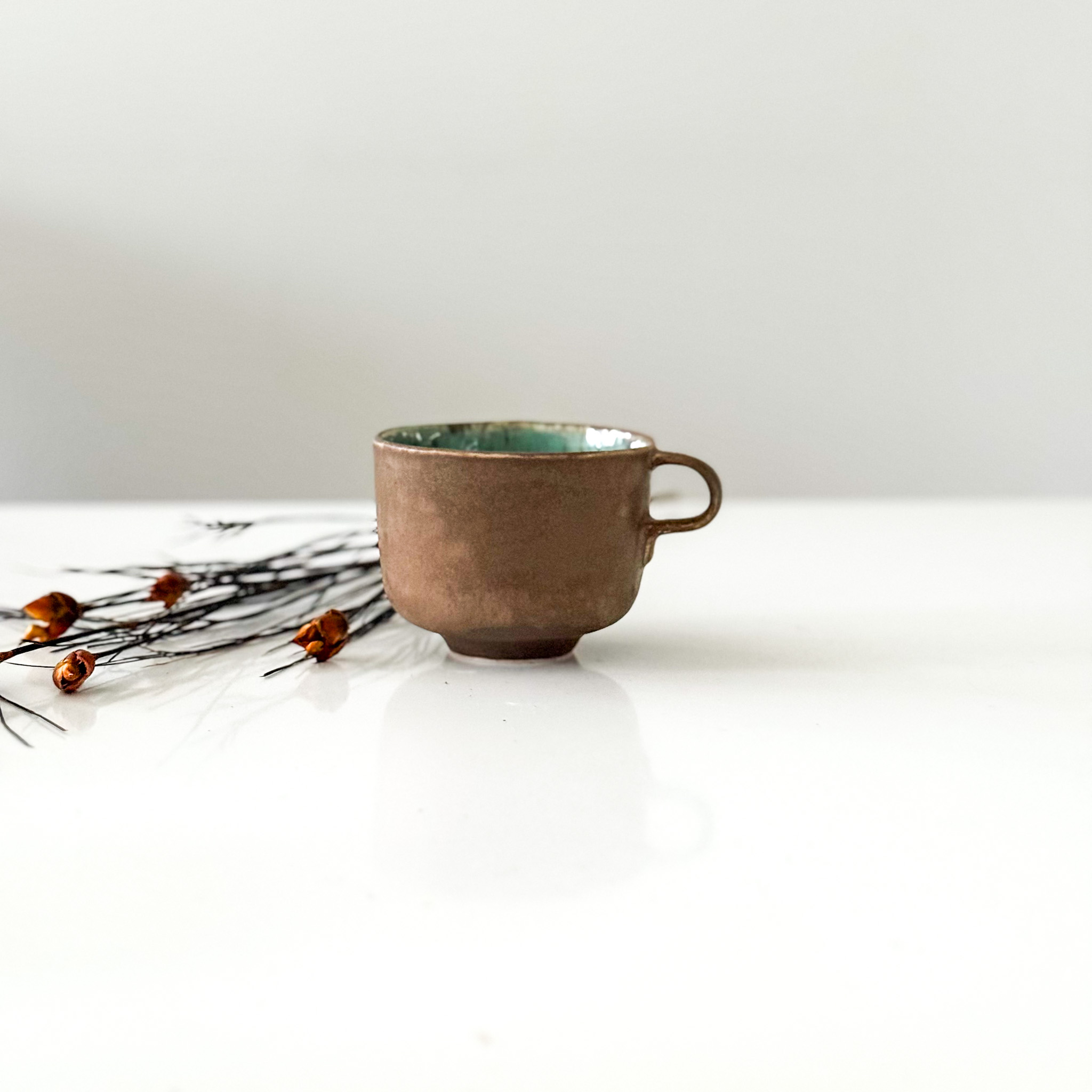 Porcelianinis puodelis "BROWN&GREEN"