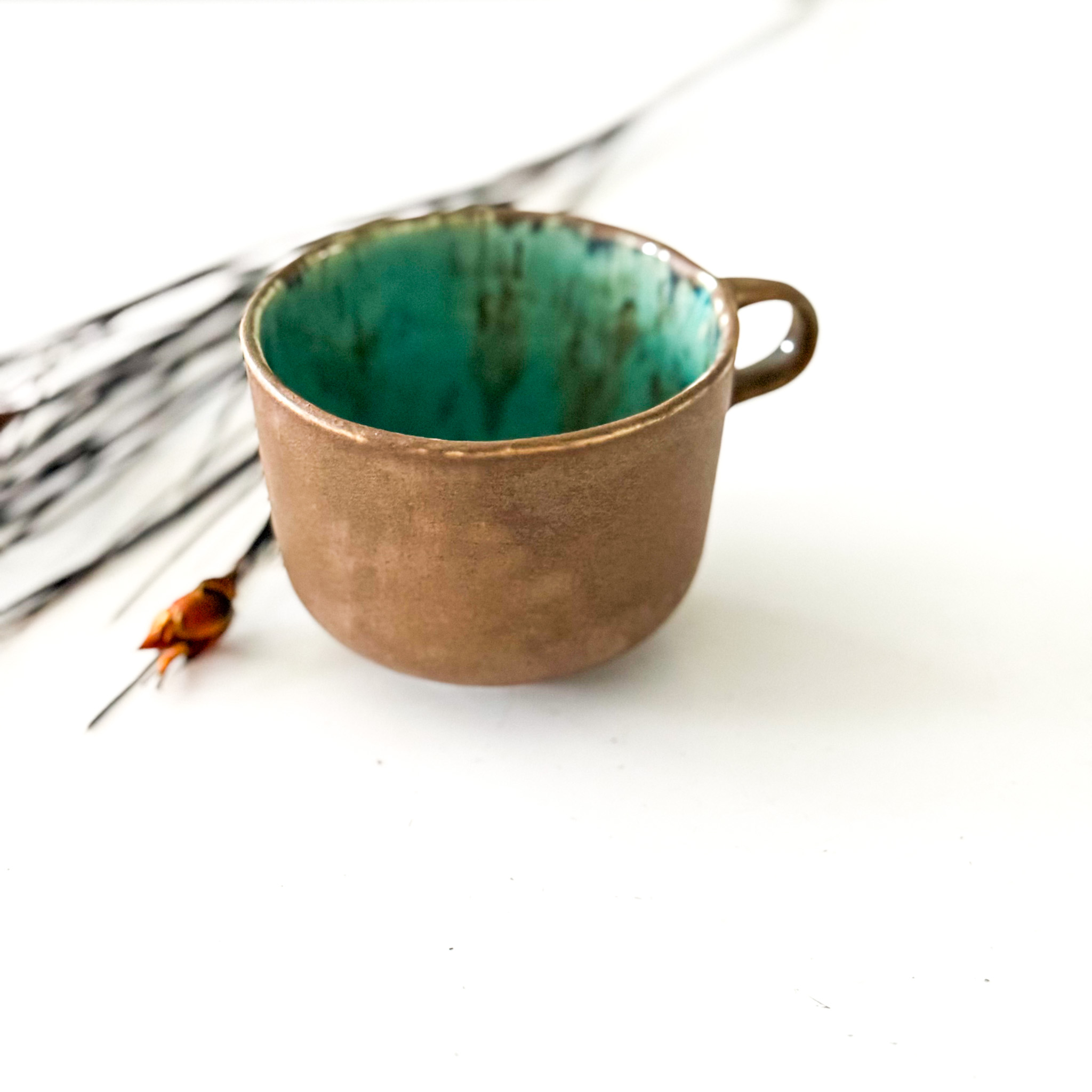 Porcelianinis puodelis "BROWN&GREEN"