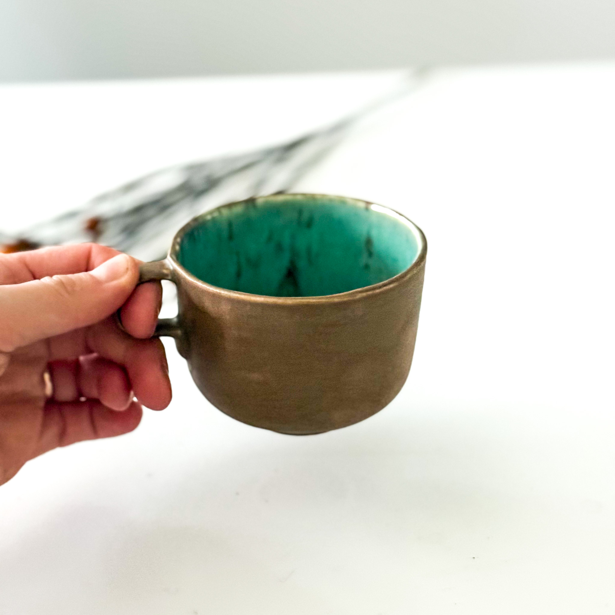 Porcelianinis puodelis "BROWN&GREEN"