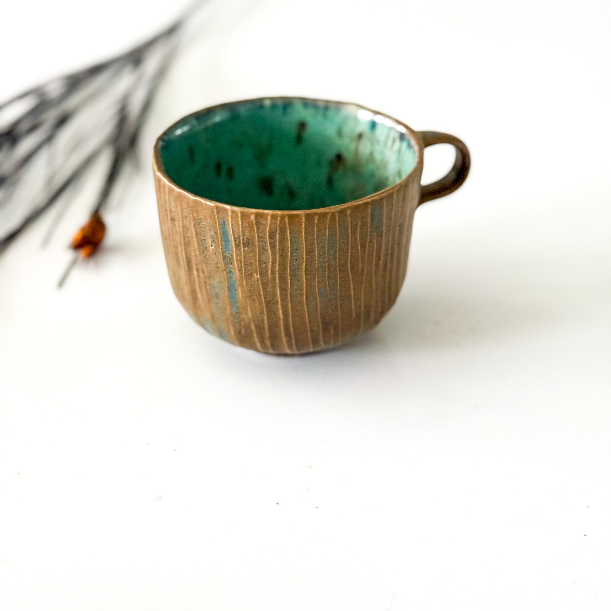 Keraminis puodelis "BROWN&GREEN"