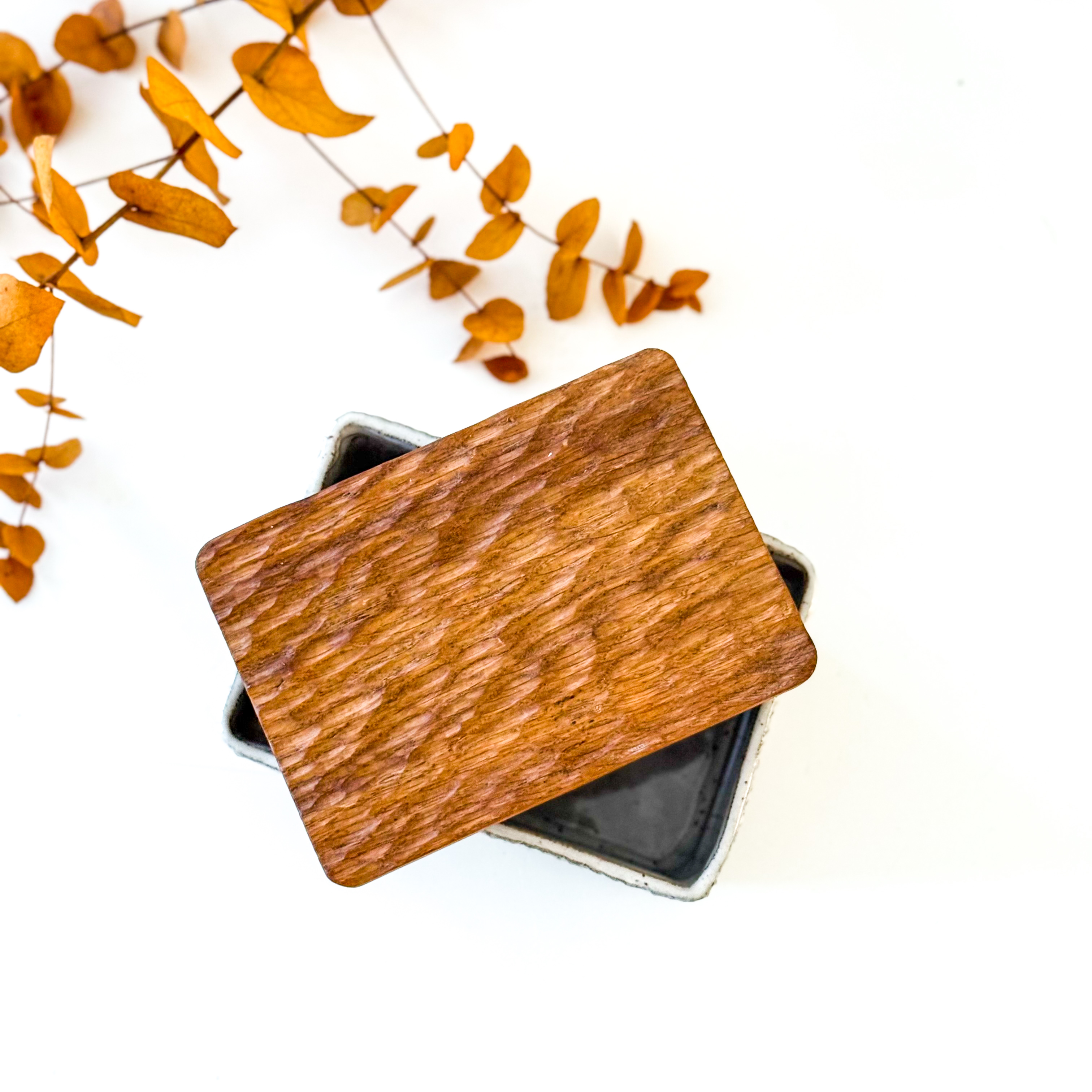 Keraminė/medinė sviestinė "BUTTERY WHITE"