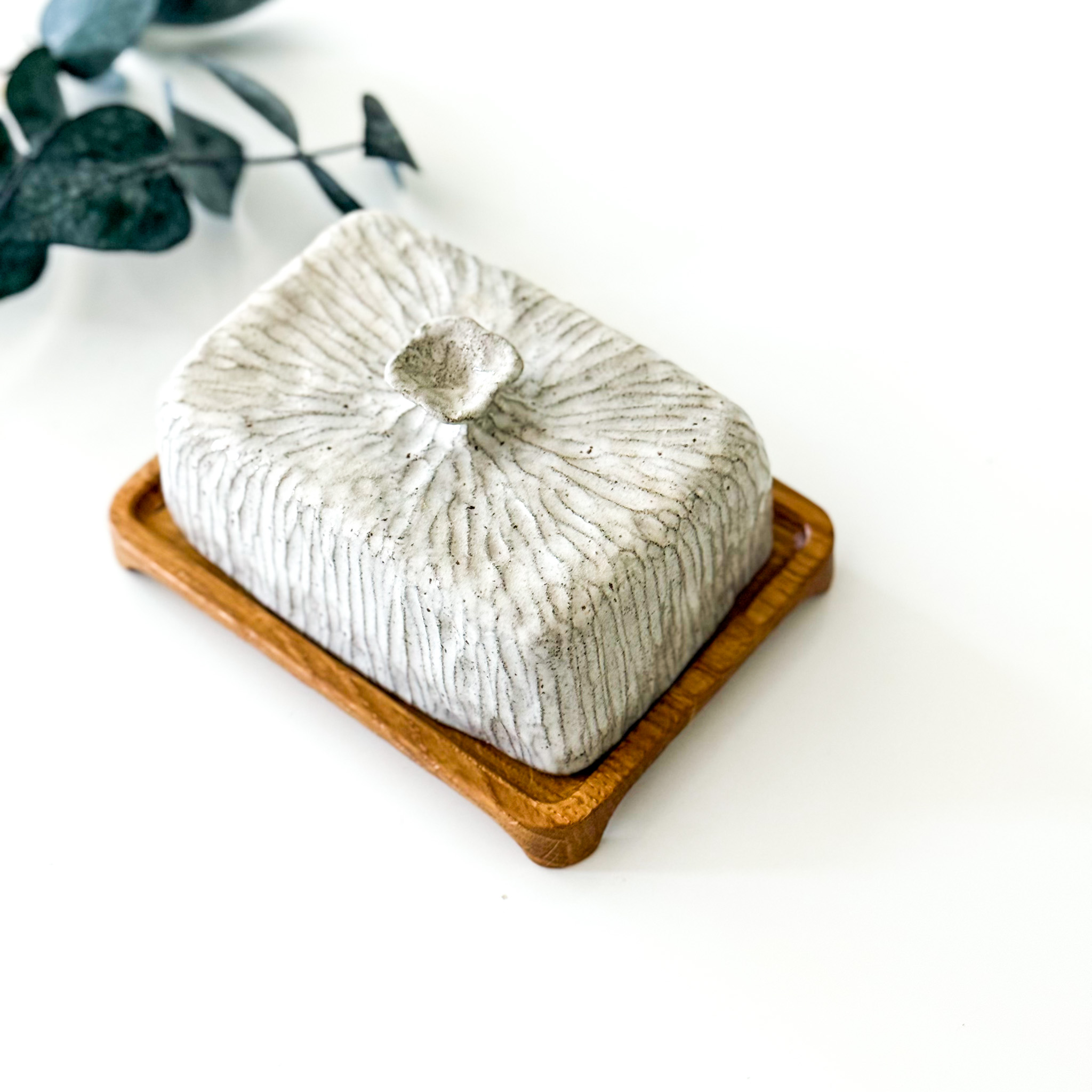 Keraminė/medinė sviestinė "BUTTERY GREY"