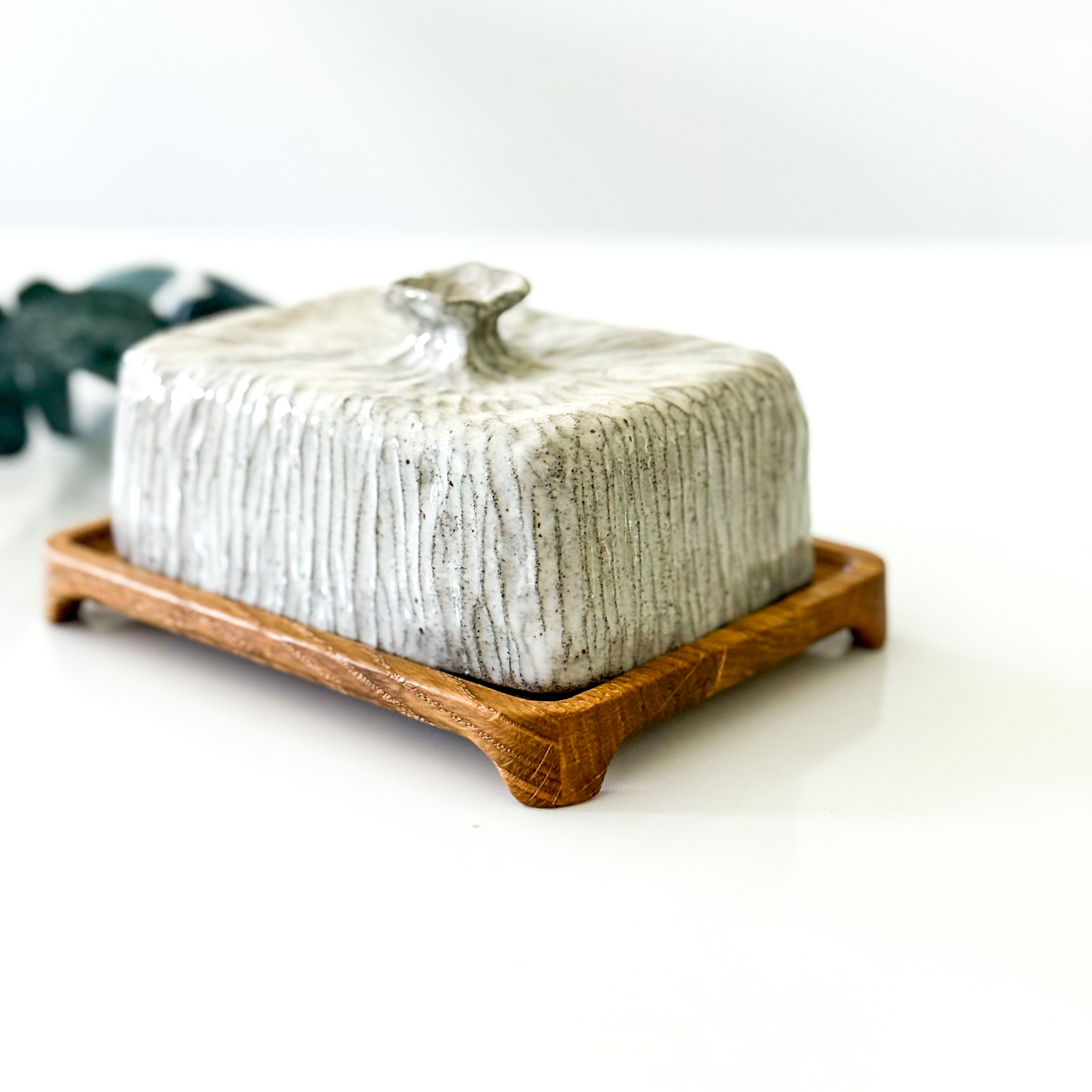 Keraminė/medinė sviestinė "BUTTERY GREY"