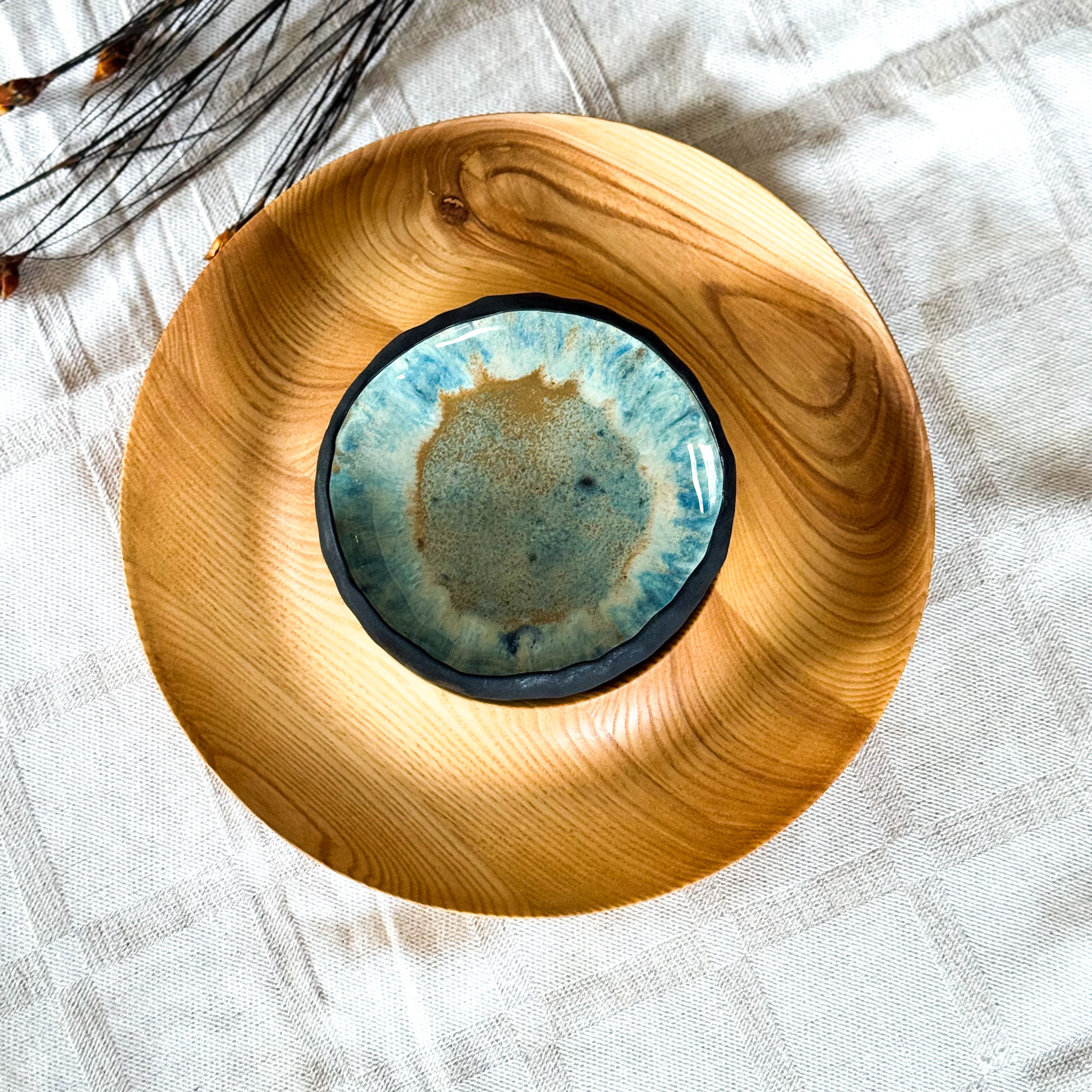 Medinis užkandžių padėklas/padažinė "FAMILY EVENING"