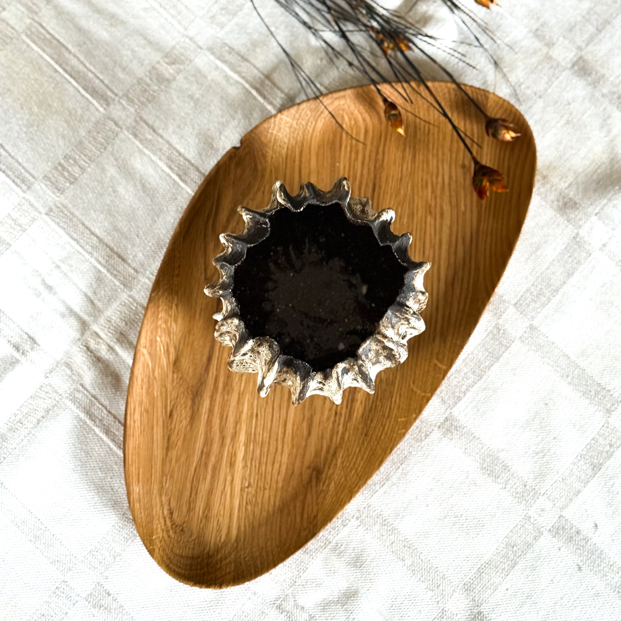 Keramikos ir medinio padėkliuko rinkinys "RUSTIC"