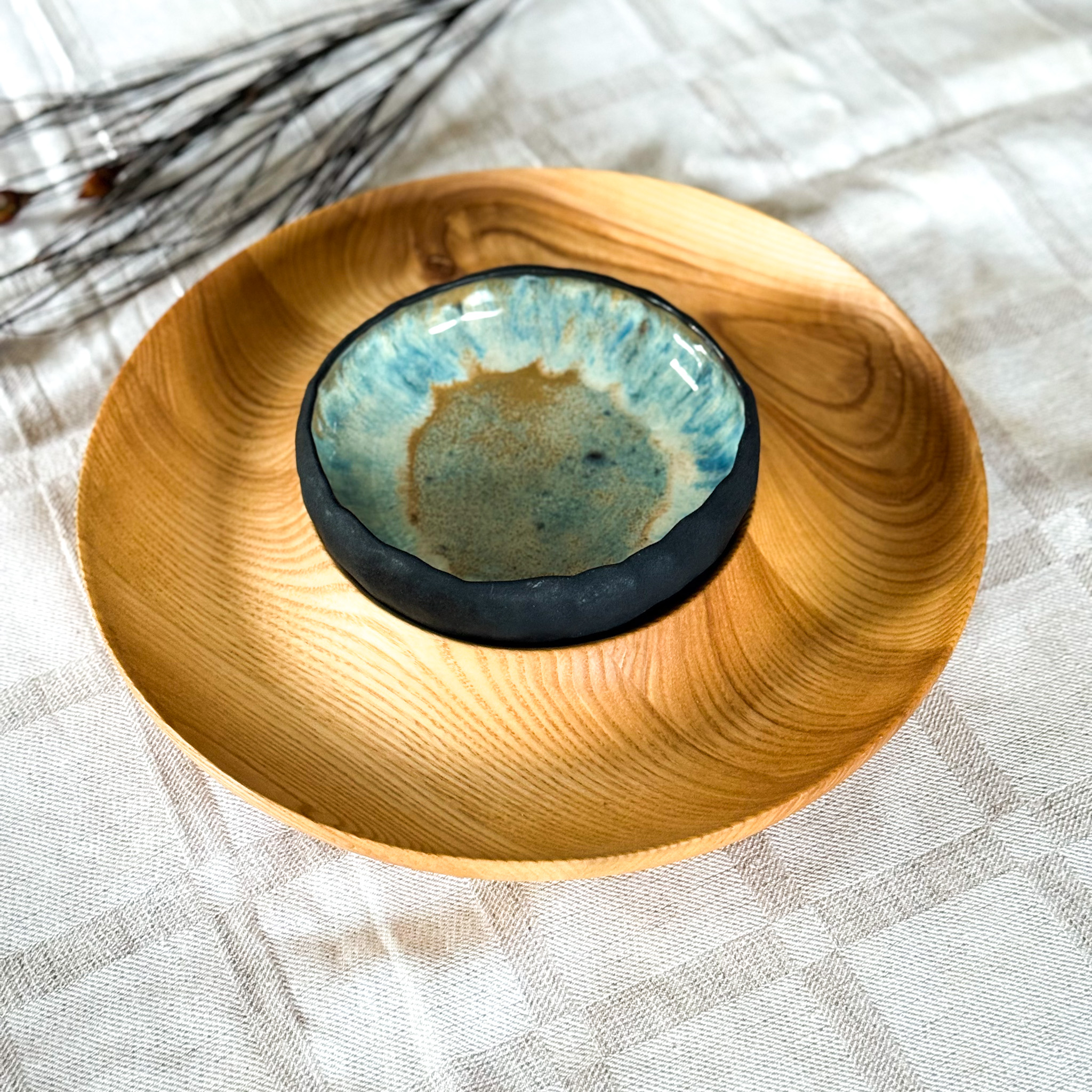 Medinis užkandžių padėklas/padažinė "FAMILY EVENING"