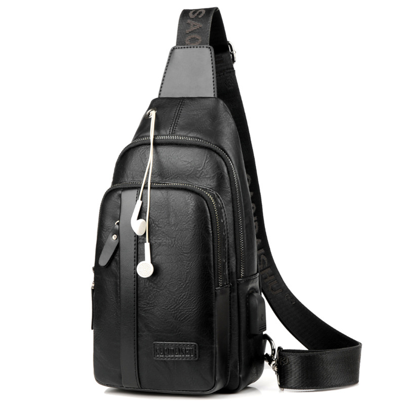 #017 black small bag custom chest bags logo 