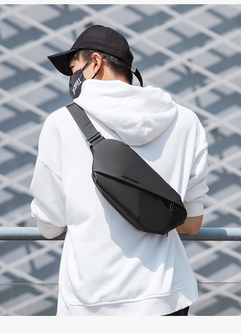  #010 Compact Crossbody Sling Bag for Women and Men - black Chest Daypack Ideal for Travel, Sports, Running, and HikingThe Latest Men's Casual Sports Chest Bag – Stylish Streetwear Trend, Fashionable Single Shoulder Crossbody Pack