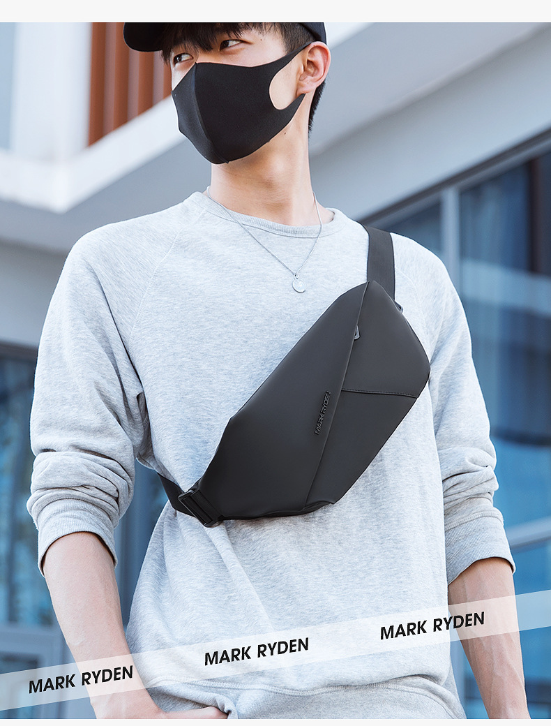  #010 Compact Crossbody Sling Bag for Women and Men - black Chest Daypack Ideal for Travel, Sports, Running, and HikingThe Latest Men's Casual Sports Chest Bag – Stylish Streetwear Trend, Fashionable Single Shoulder Crossbody Pack