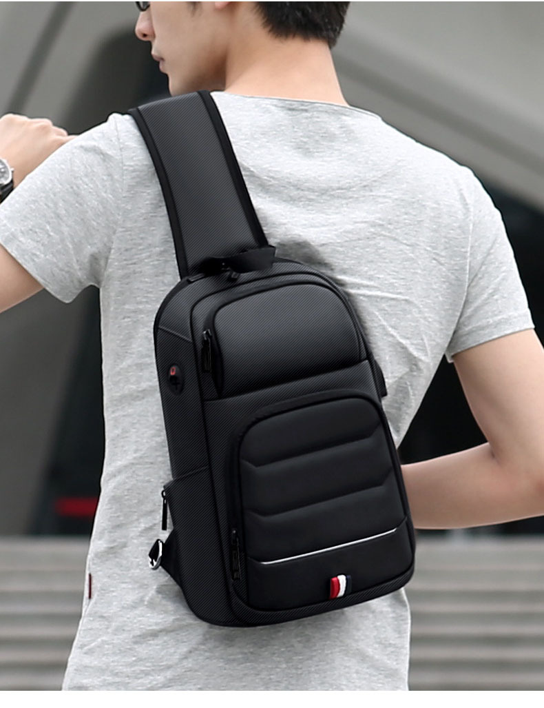  #011 Compact Crossbody Sling Bag for Women and Men - black Chest Daypack Ideal for Travel, Sports, Running, and HikingChest bag men's fashion shoulder bag male Korean backpack multifunctional waterproof outdoor hundred leisure crossbody bag