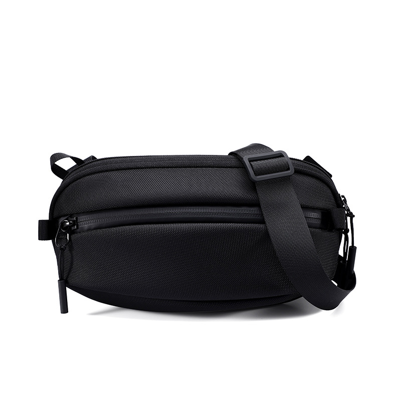  #001 Compact Crossbody Sling Bag for Women and Men - black Chest Daypack Ideal for Travel, Sports, Running, and HikingVersatile Crossbody Fanny Pack in Stylish Black - Adjustable Belt Bag for Women and Men, Mini Waist Pack Ideal for Every Occasion