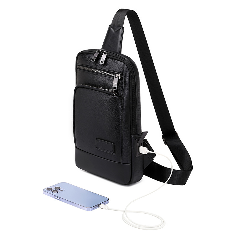  #004 Compact Crossbody Sling Bag for Women and Men - black Chest Daypack Ideal for Travel, Sports, Running, and Hiking