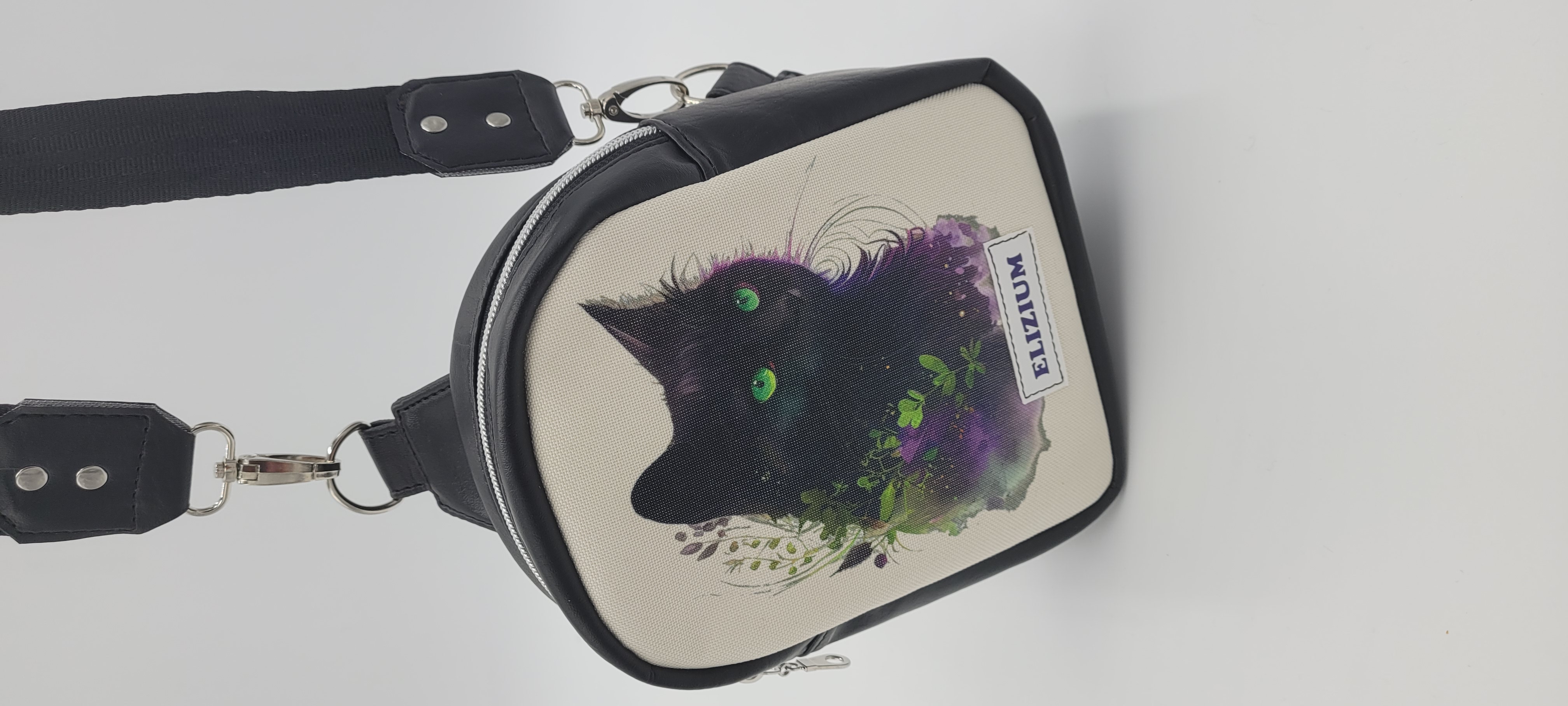 Small Sling Bag, Black Cat design