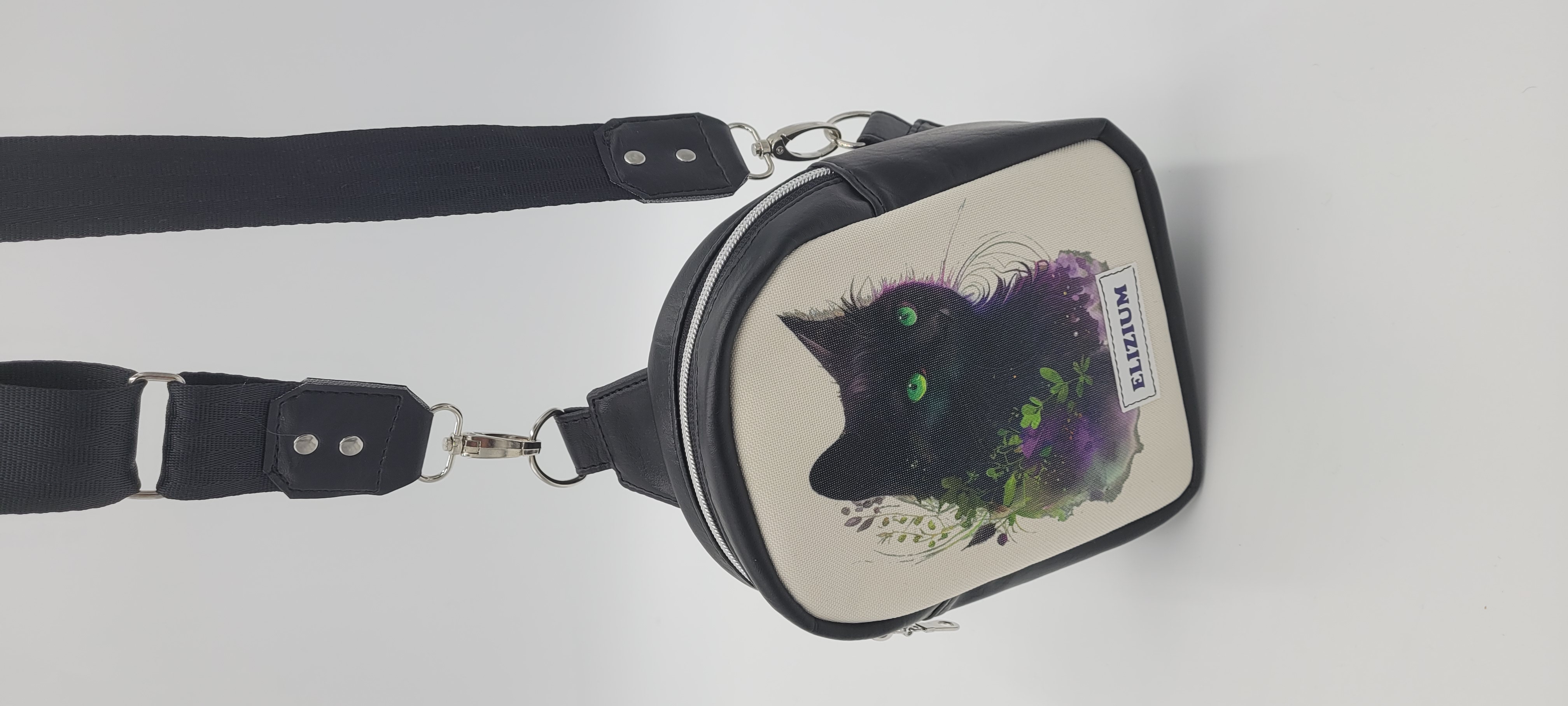 Small Sling Bag, Black Cat design