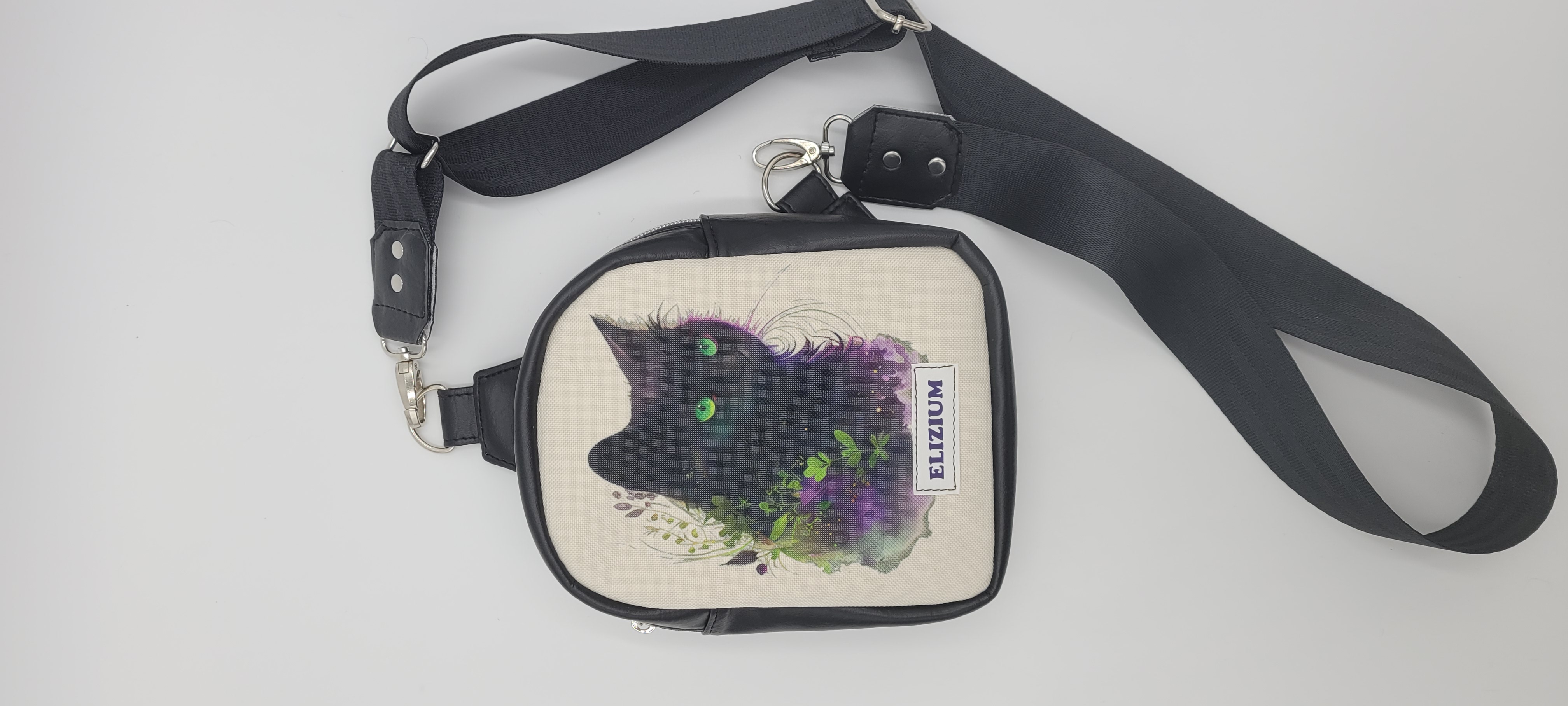 Small Sling Bag, Black Cat design