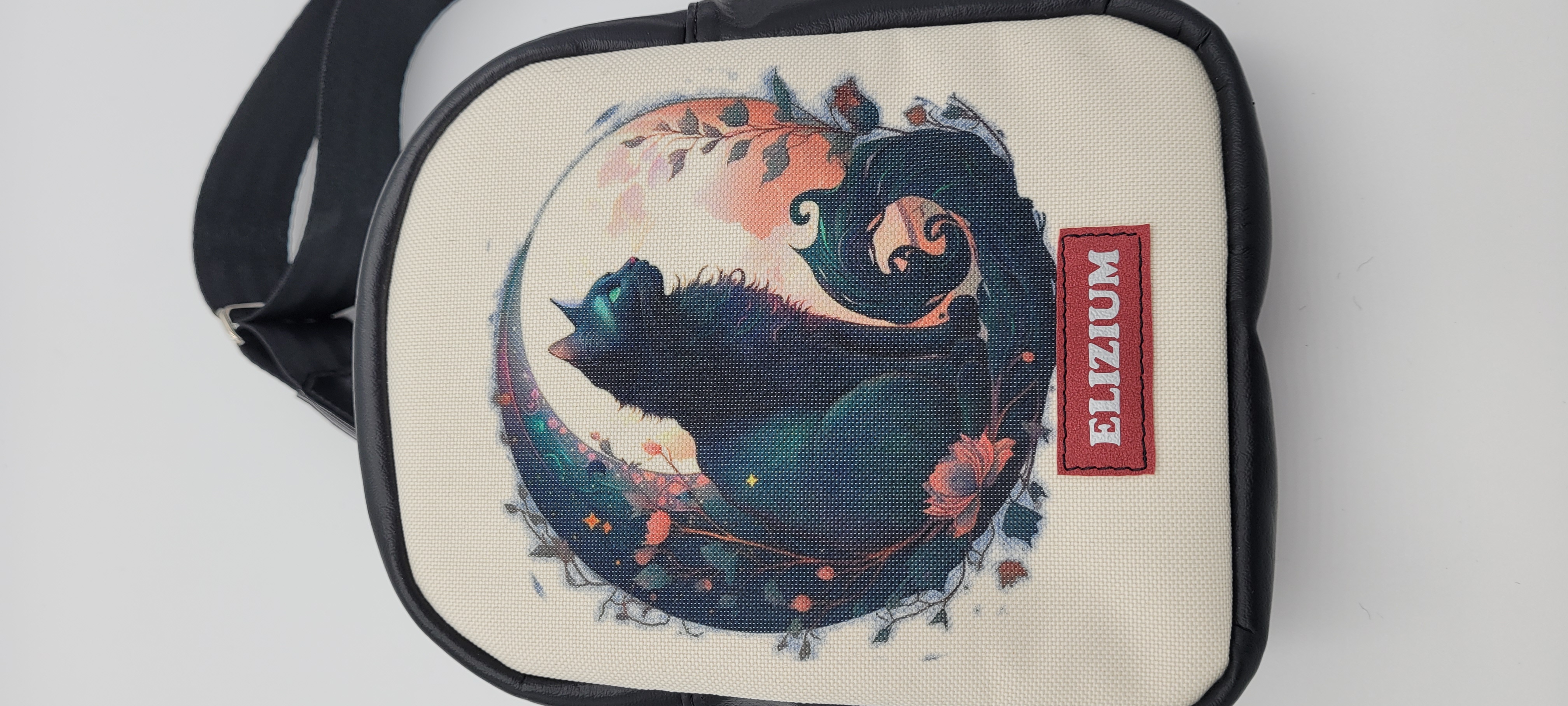 Small Sling Bag, Black Cat Moon Design