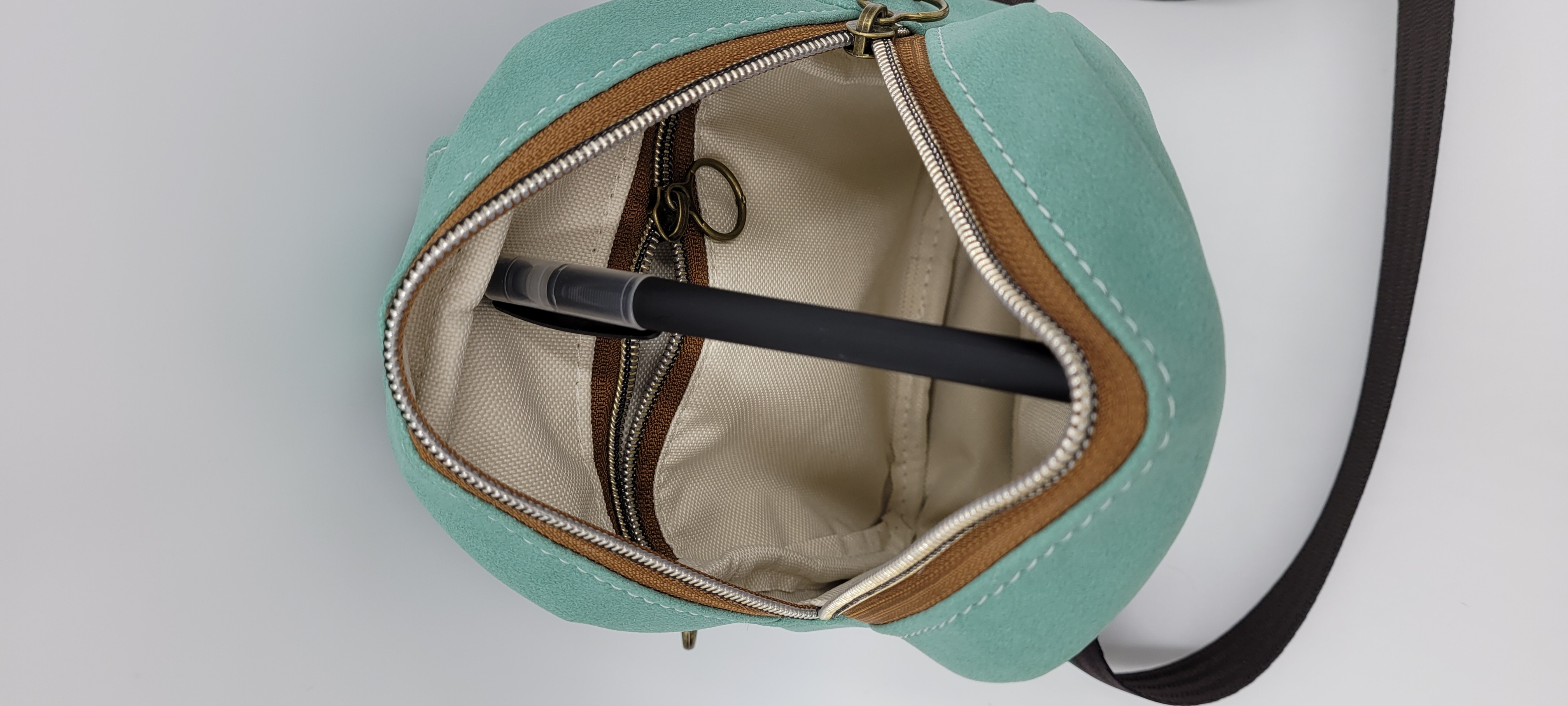 Stylish Small Sling Bag Faux Suede, Mint Green