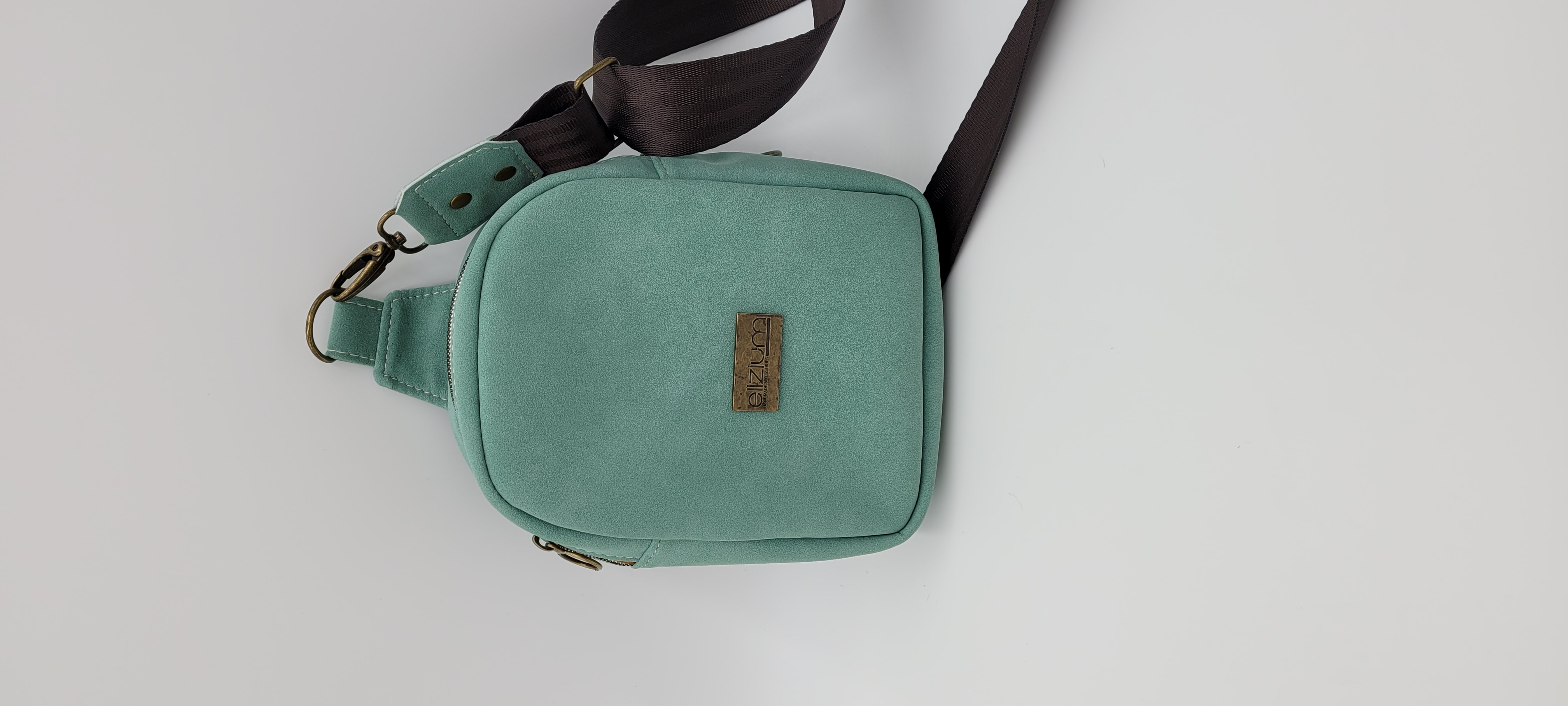 Stylish Small Sling Bag Faux Suede, Mint Green