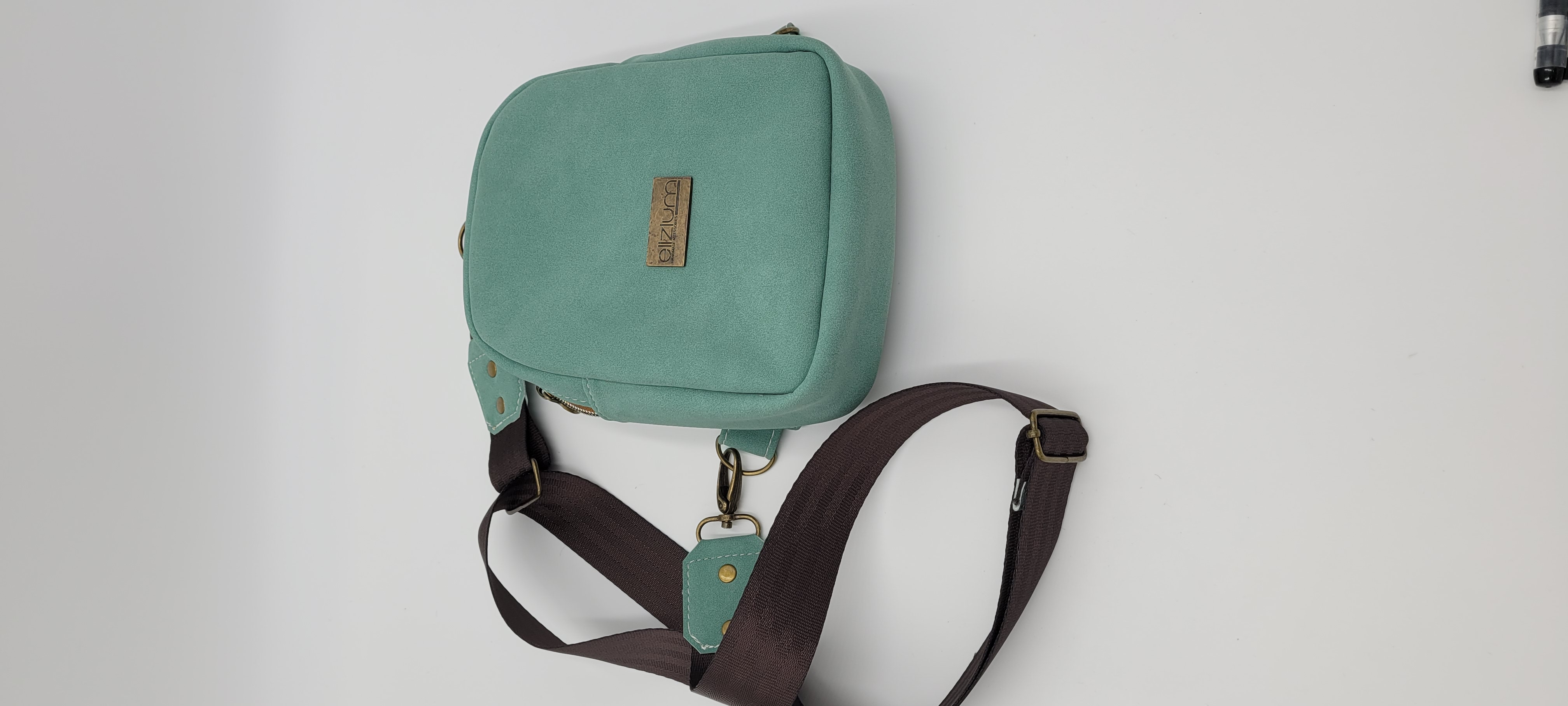 Stylish Small Sling Bag Faux Suede, Mint Green