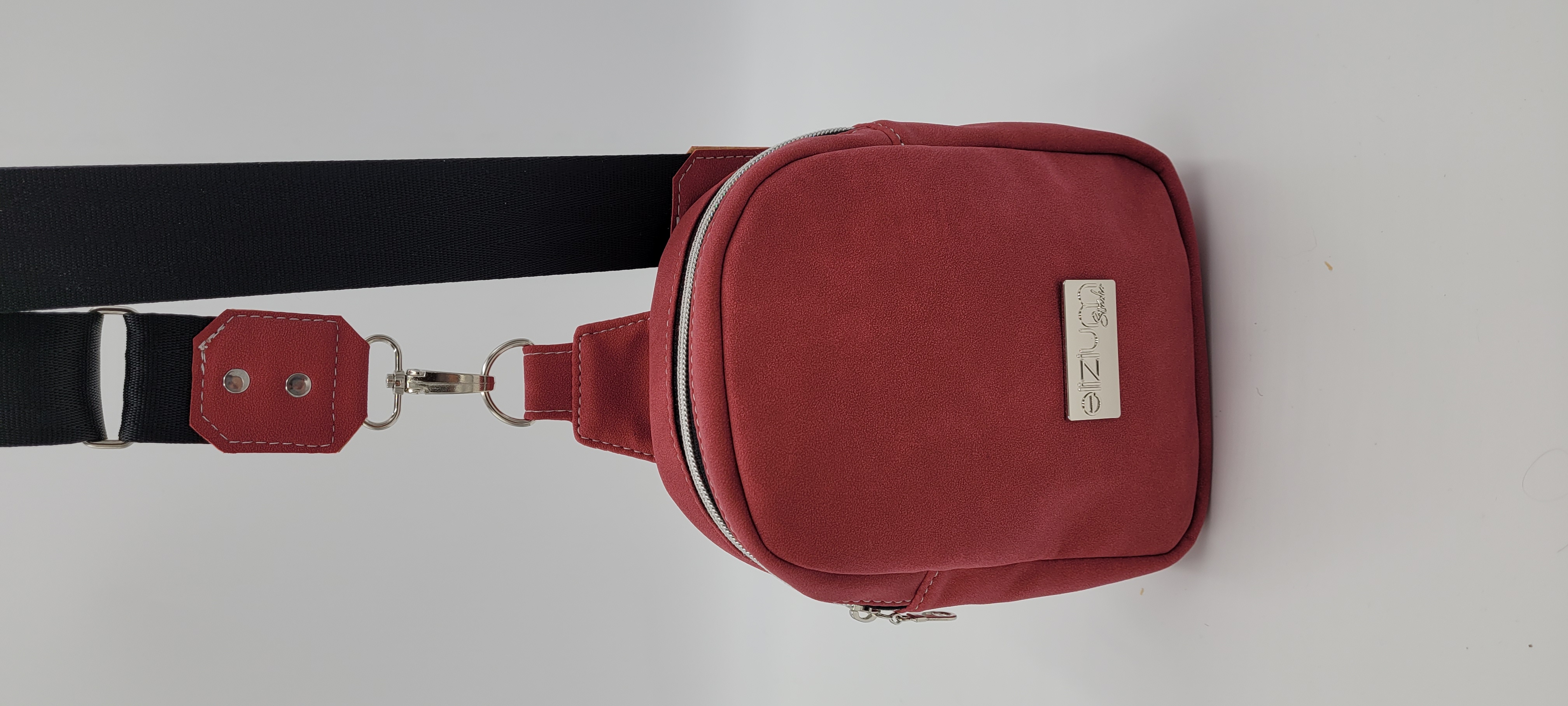 Stylish Sling Bag, Small, Faux Suede, Brick Red