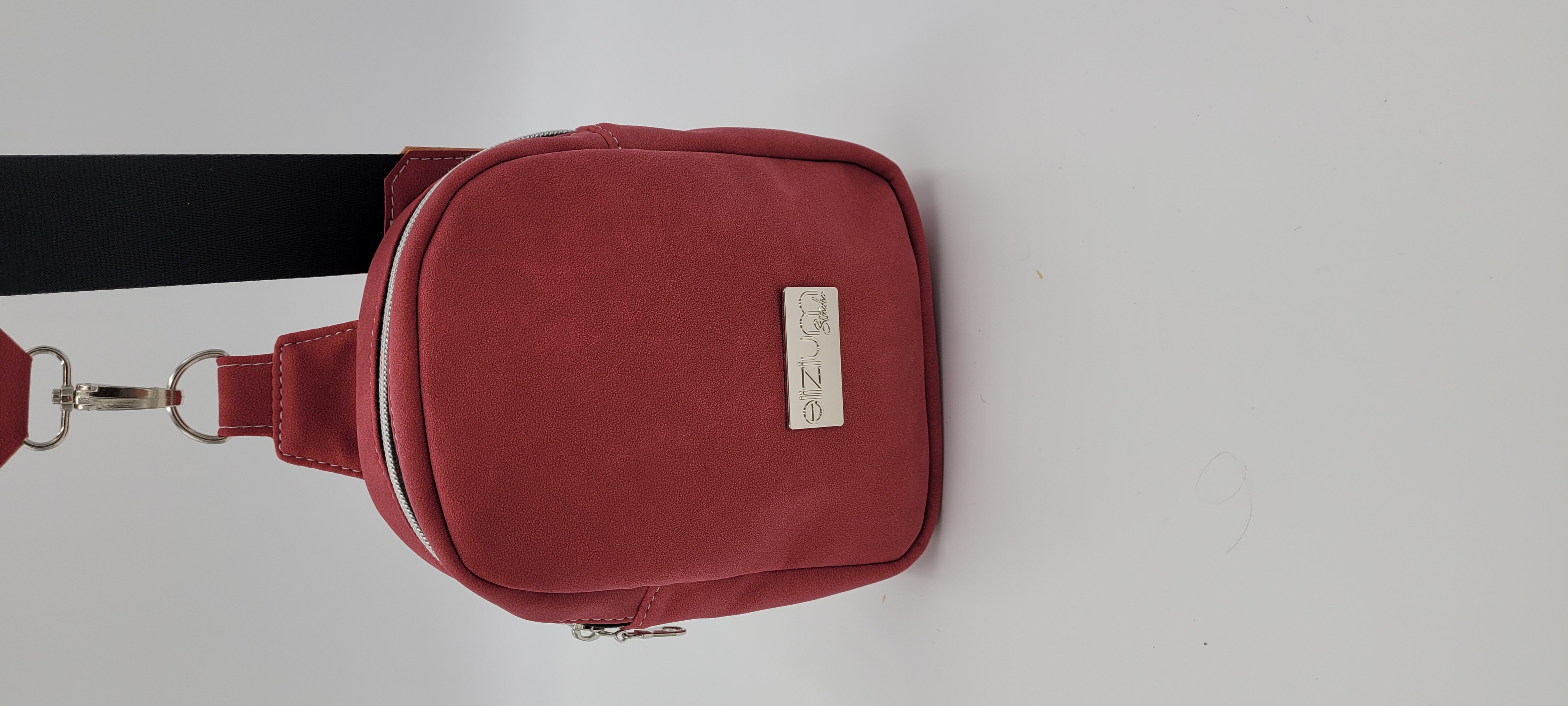 Stylish Sling Bag, Small, Faux Suede, Brick Red