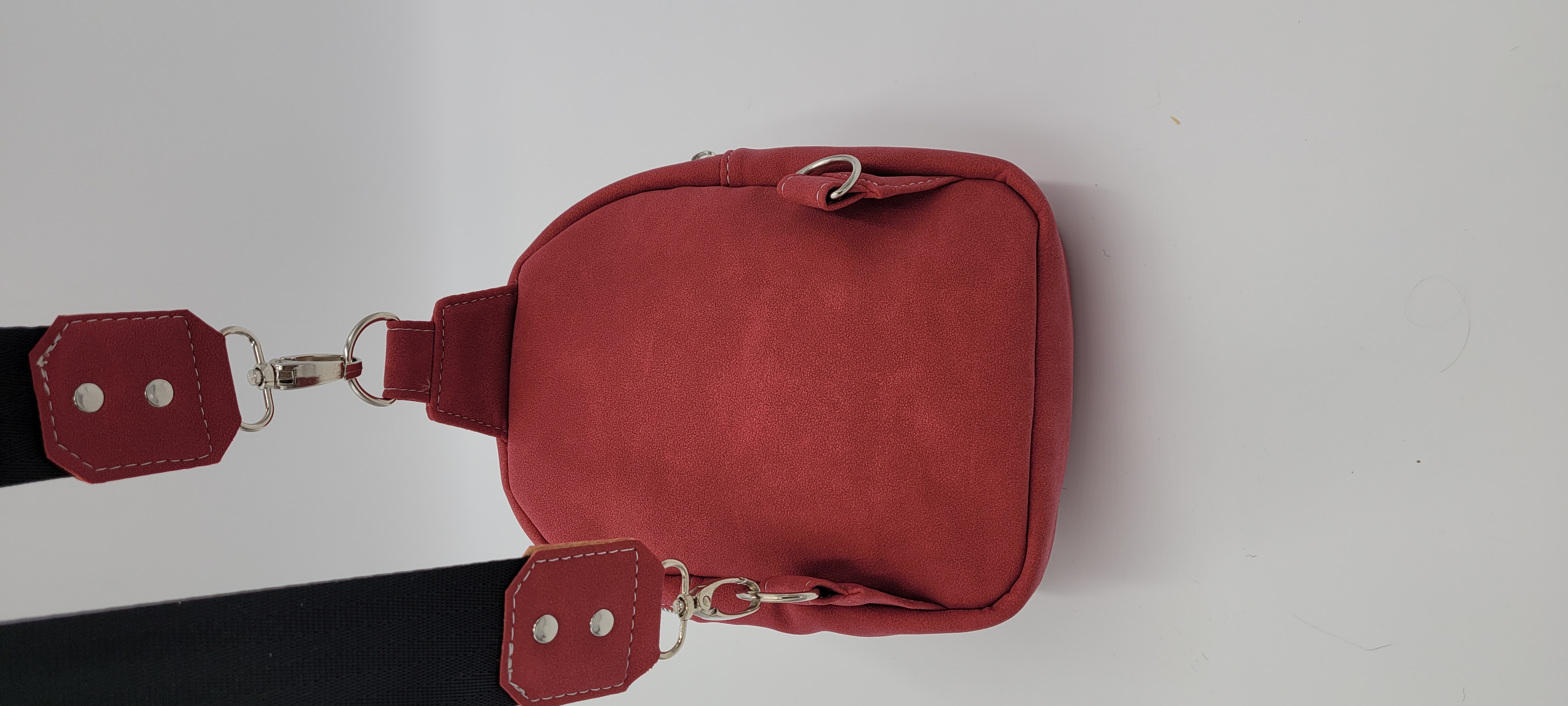 Stylish Sling Bag, Small, Faux Suede, Brick Red