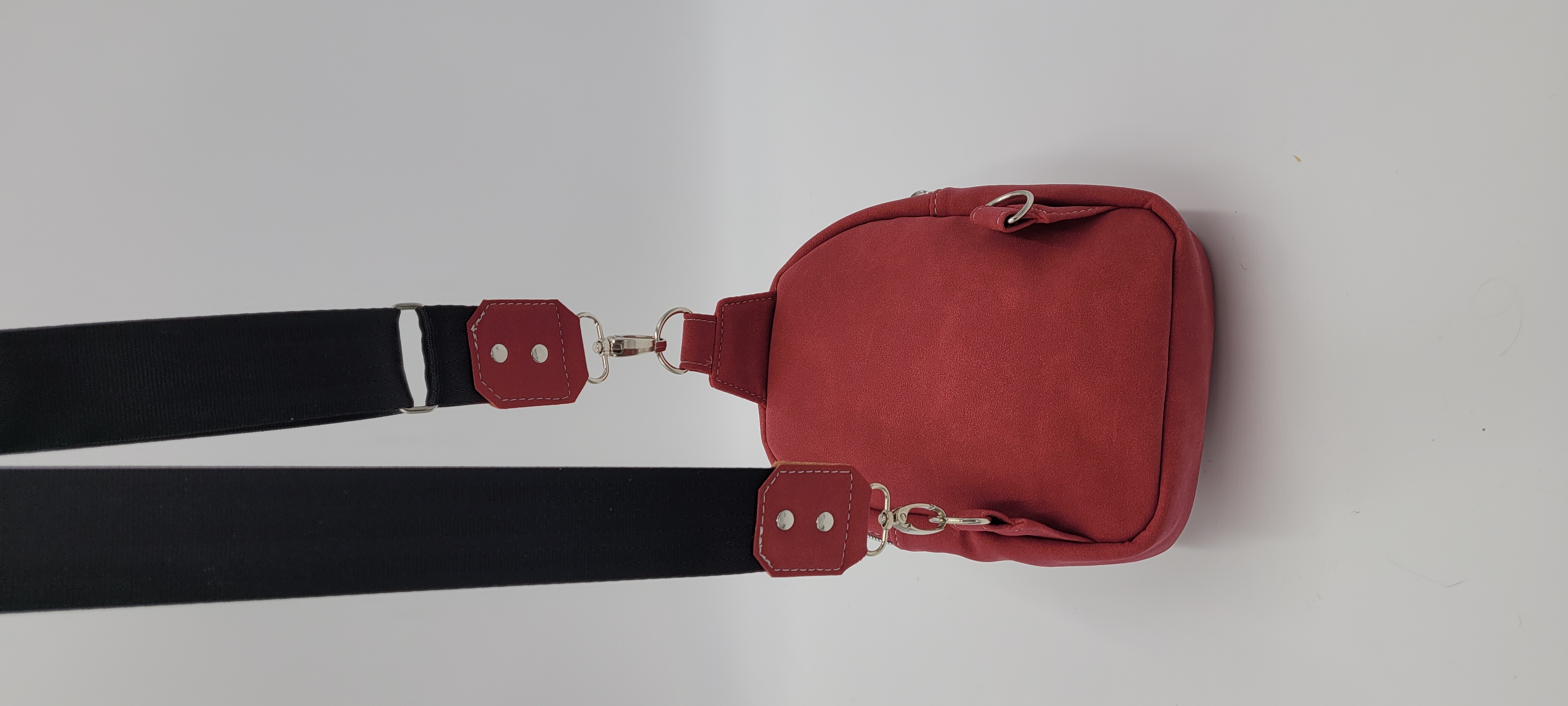 Stylish Sling Bag, Small, Faux Suede, Brick Red