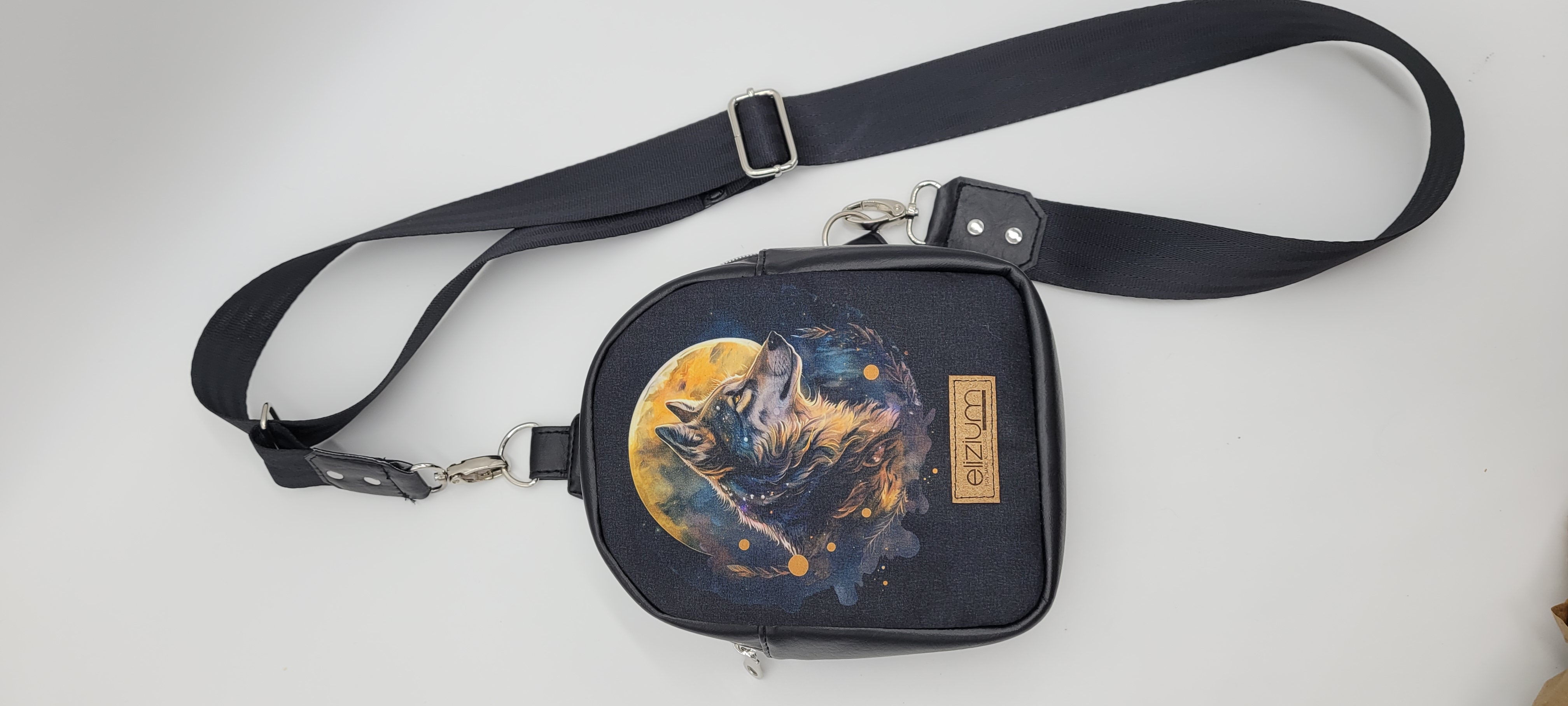 Small Sling Bag, with Wolf Design