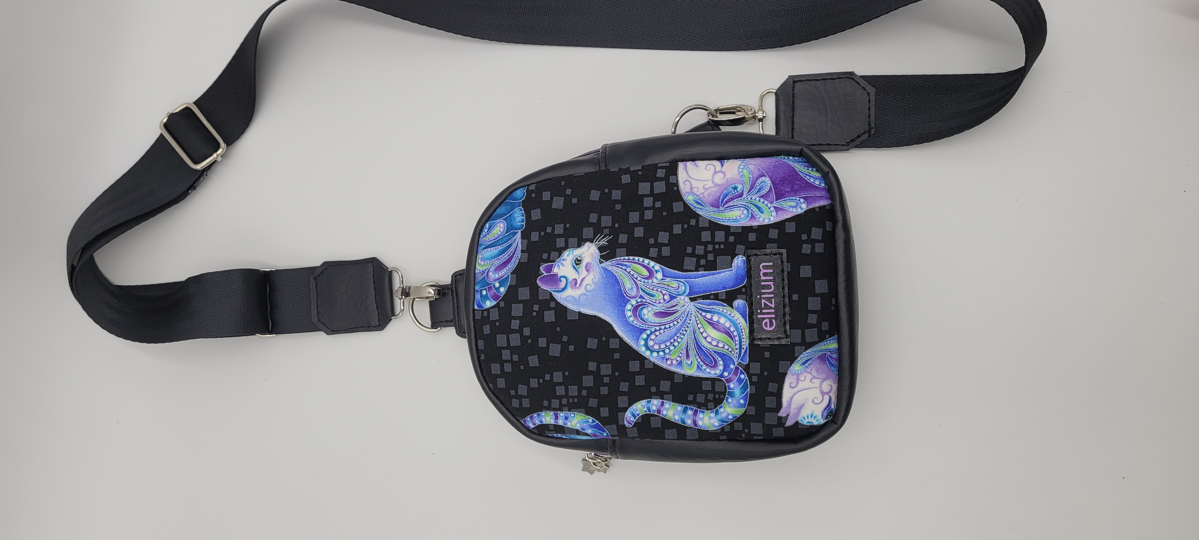 Small Sling Bag, Paisley Cat design